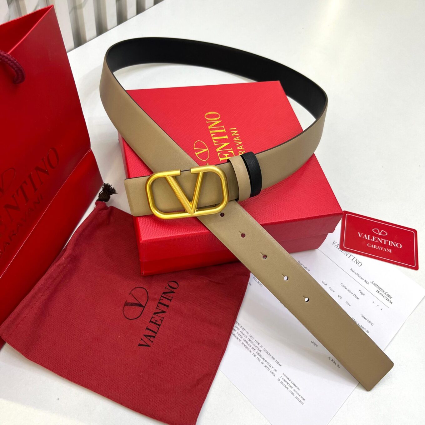 Valentino Garavani Reversible Taupe and black Belt