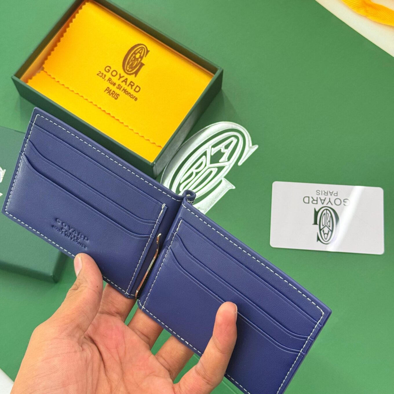 Goyard Saint Thomas Blue Color Bill Fold Wallet (With Box)