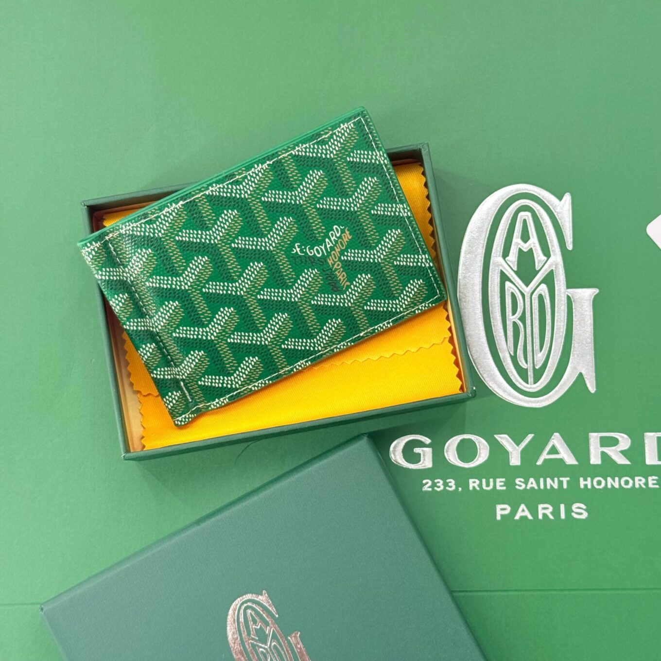Goyard Saint Thomas Green Color Bill Fold Wallet (With Box)
