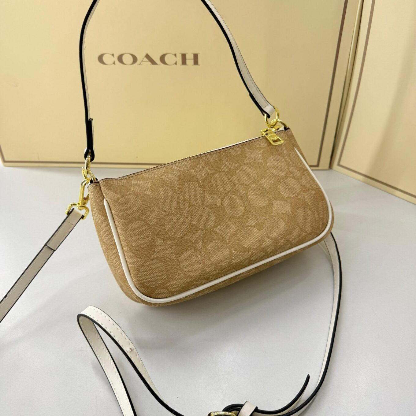 WhatsApp Image 2025-08-24 at 2.23.14 PM Coach Appricot White Shoulder Bag (With Box)
