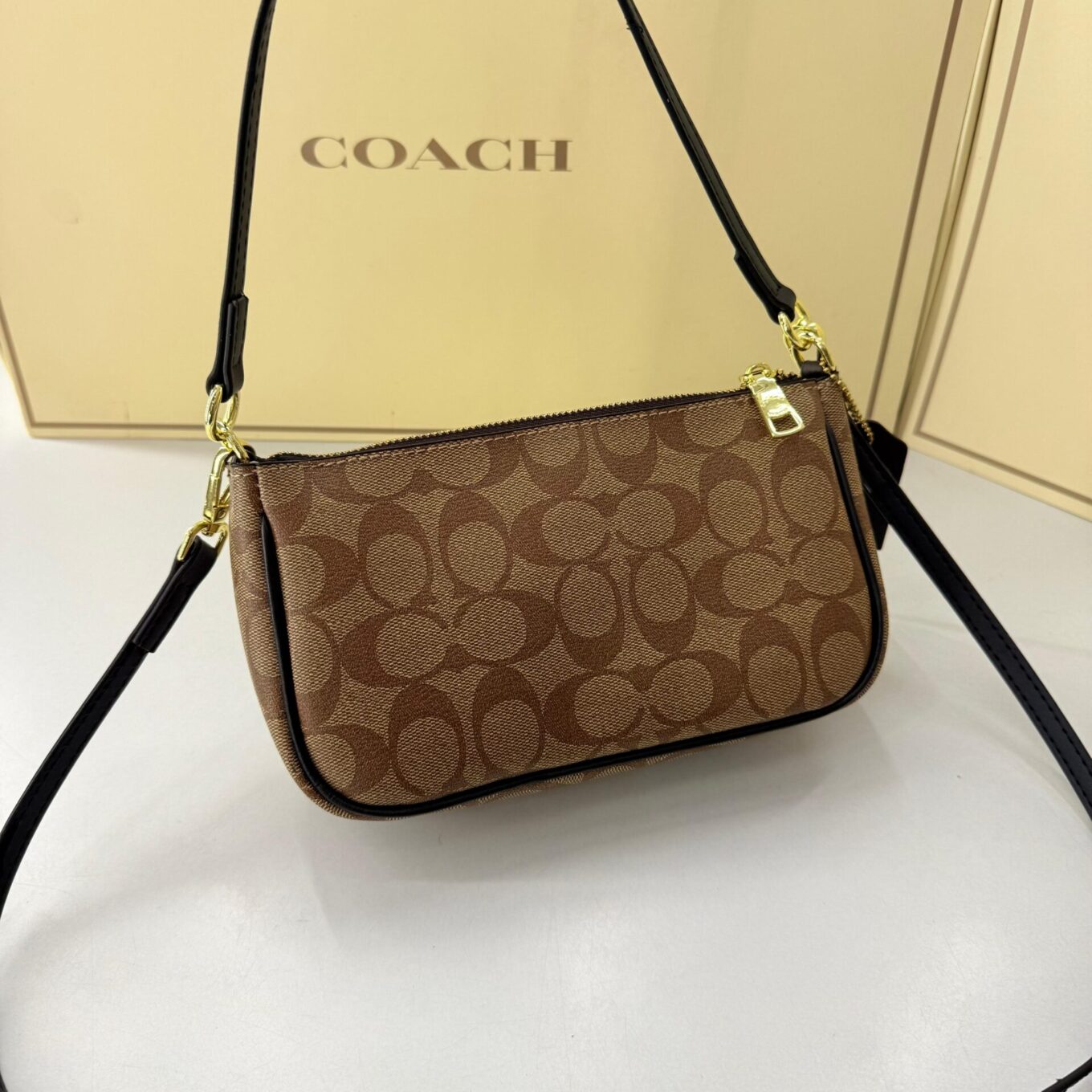WhatsApp Image 2025-08-24 at 2.24.37 PM Coach Appricot Black Shoulder Bag (With Box)