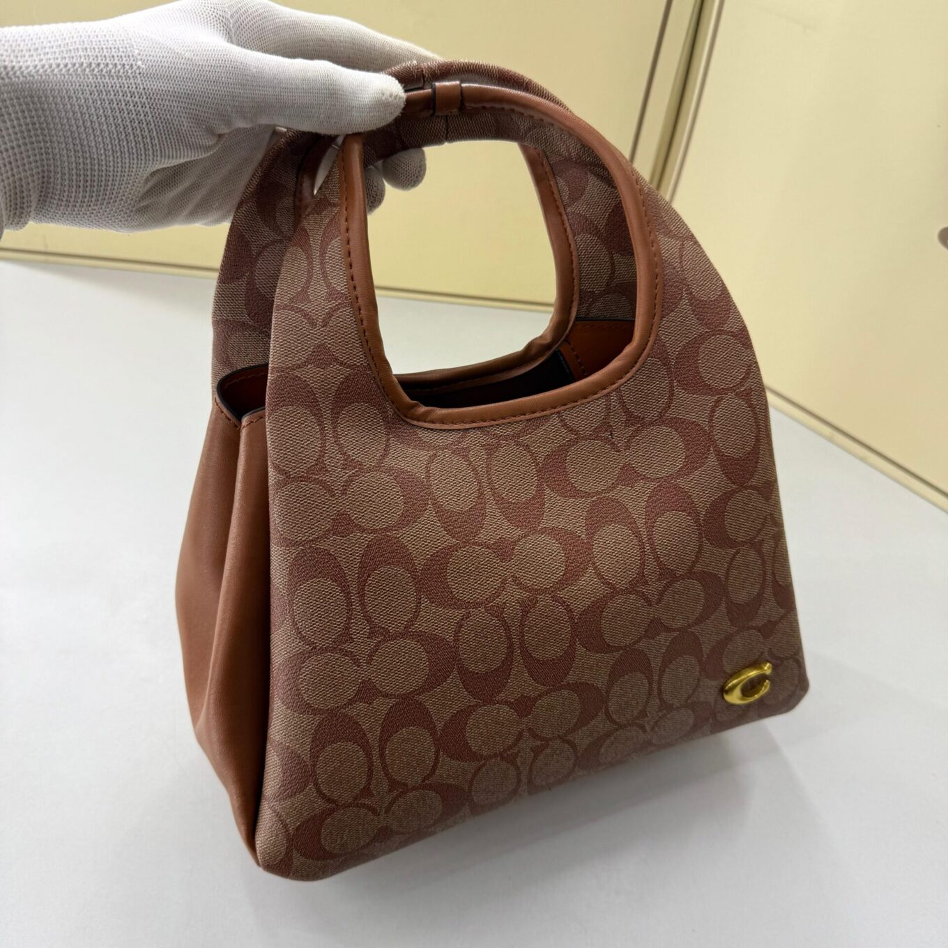 Coach Lana Coach Print Brown Color Shoulder Bag (With Box)