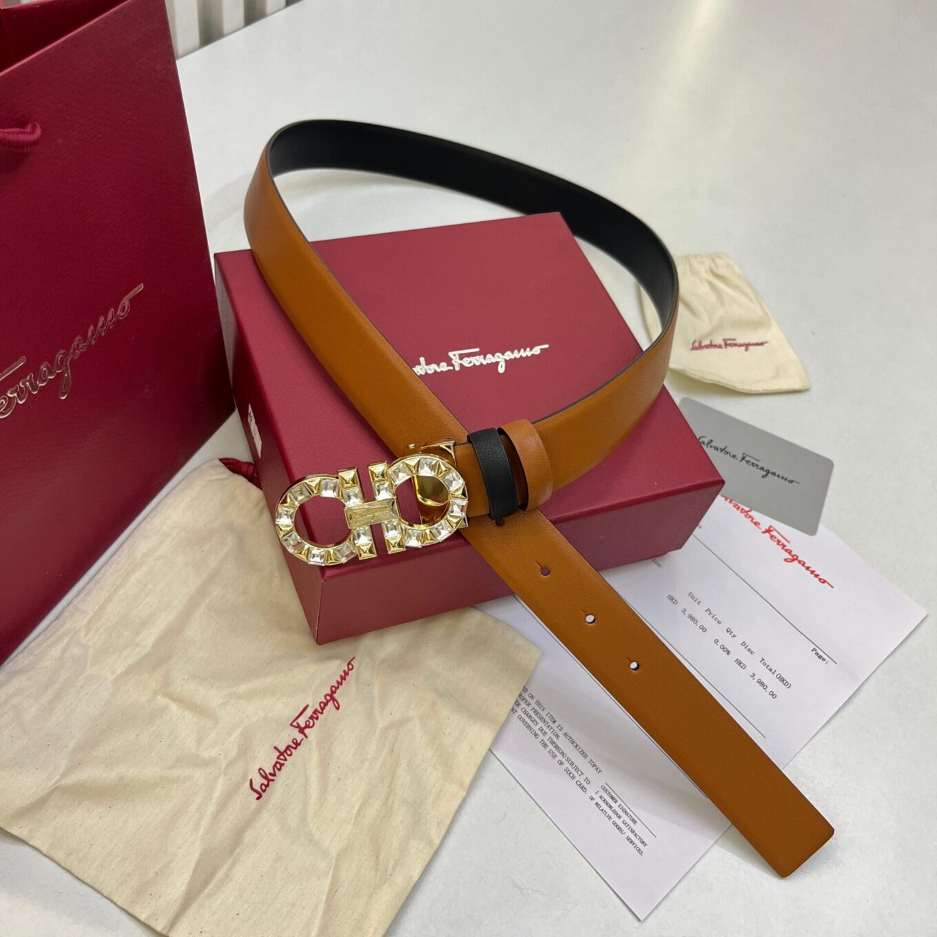 Salvatore Ferragamo Women’s Reversible Gancini Studded Buckle Belt