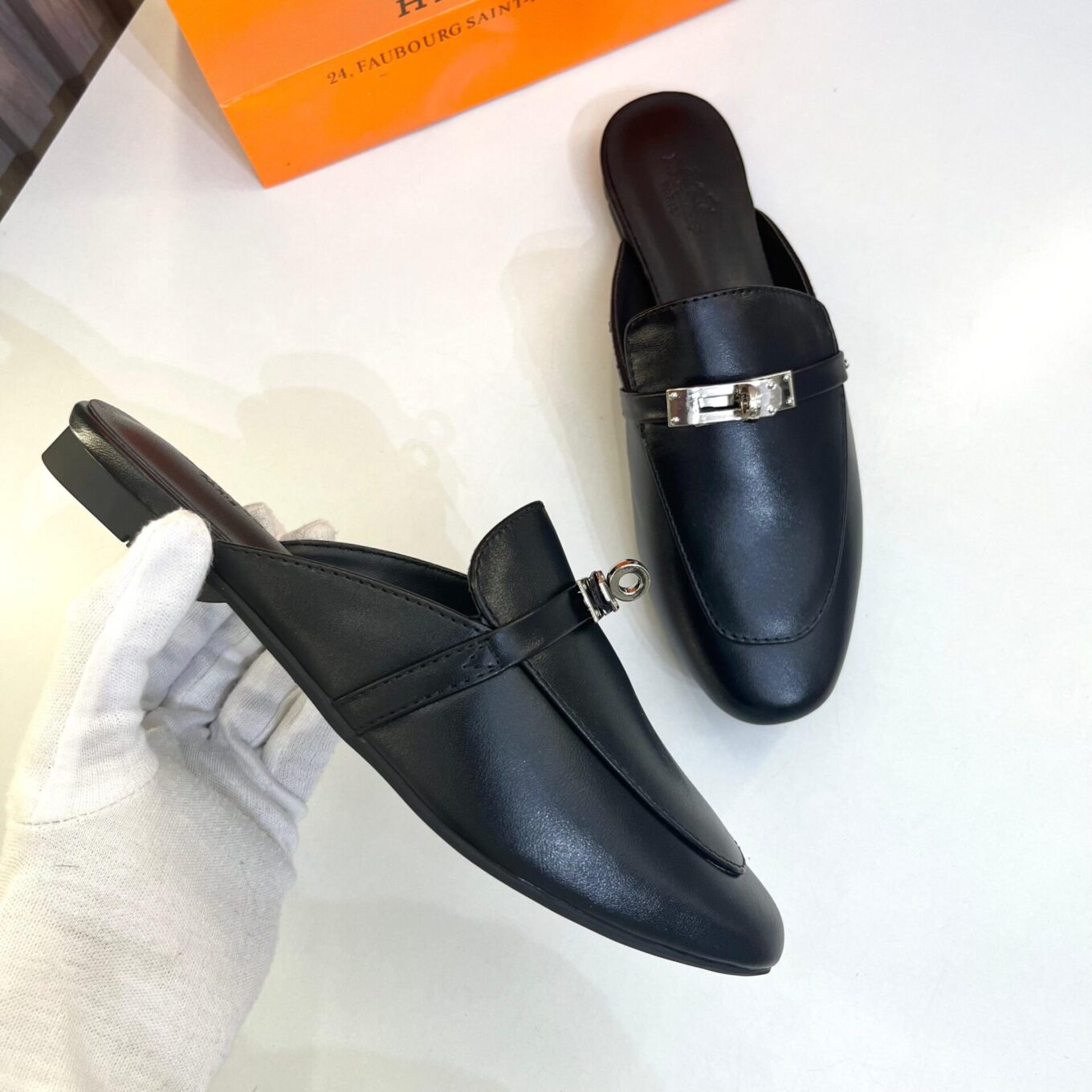 Hermes Black OG Mules