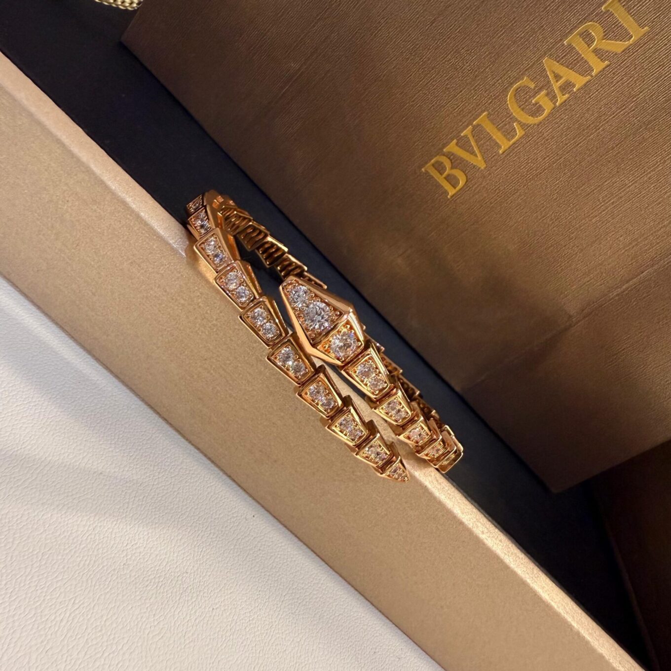 WhatsApp Image 2025-09-05 at 11.29.18 PM Bvlgari Serpenti Viper Full Stone Rose Gold Color Bracelet