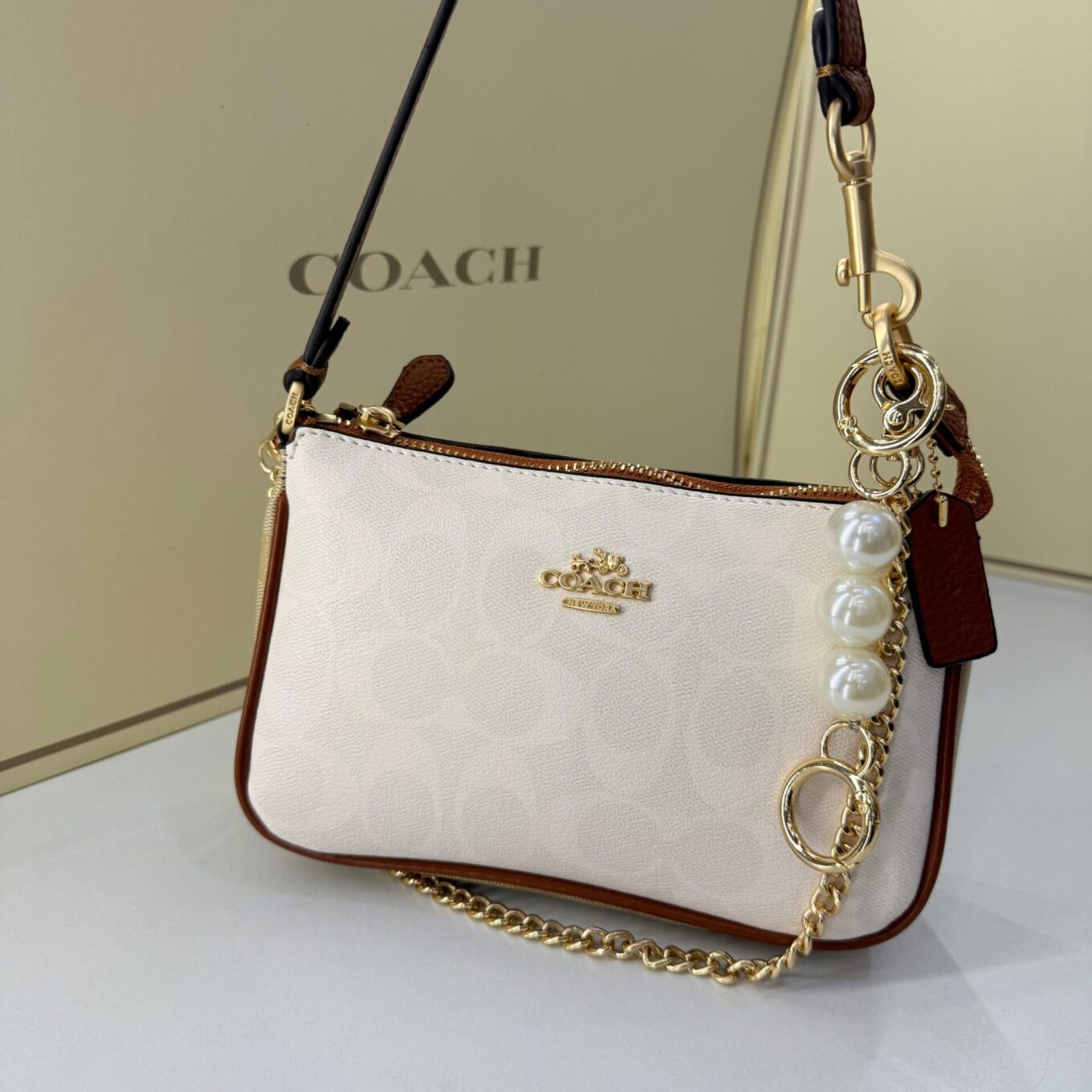 Coach Nolita 19  Apricot White Shoulder Bag (With Box)