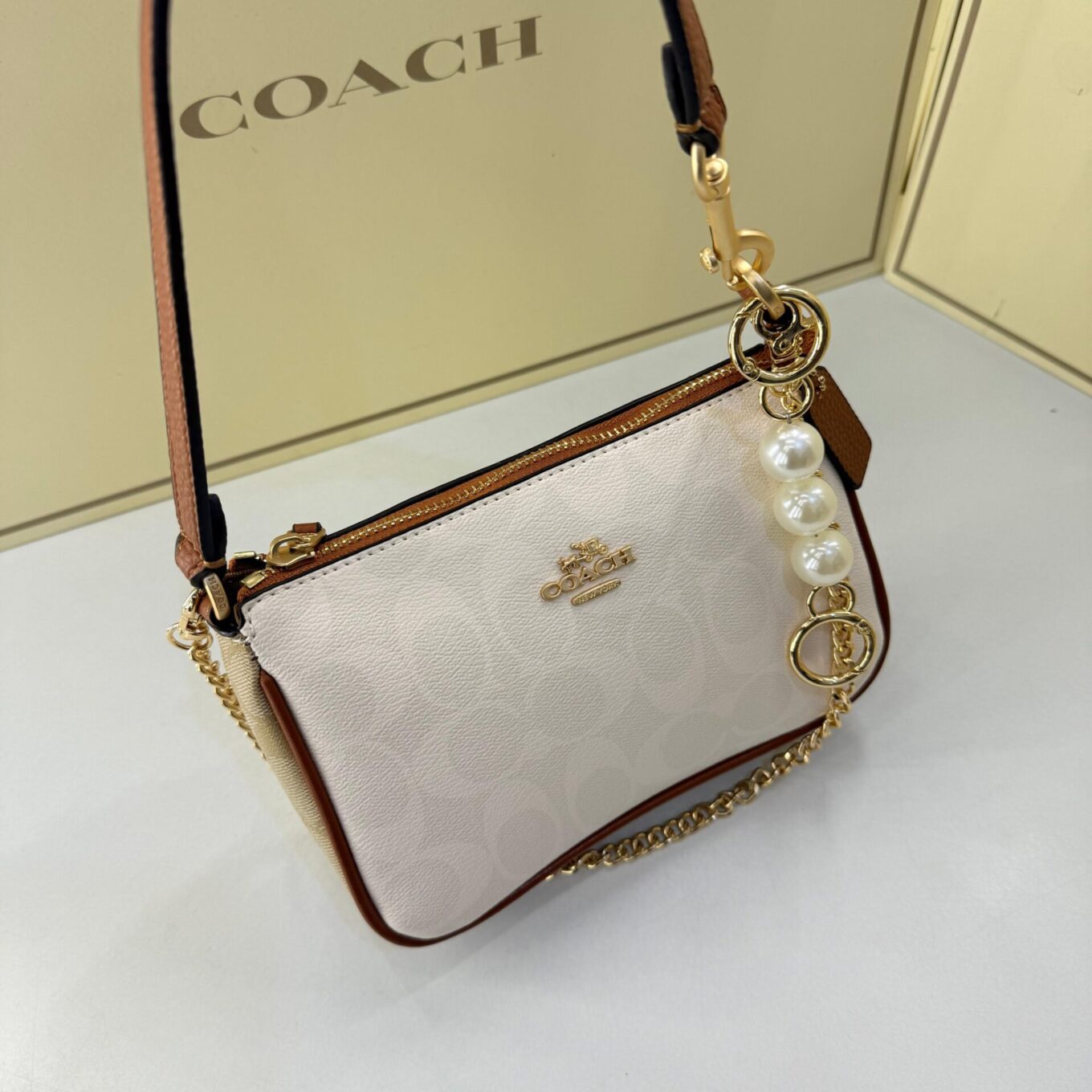 Coach Nolita 19  Apricot White Shoulder Bag (With Box)