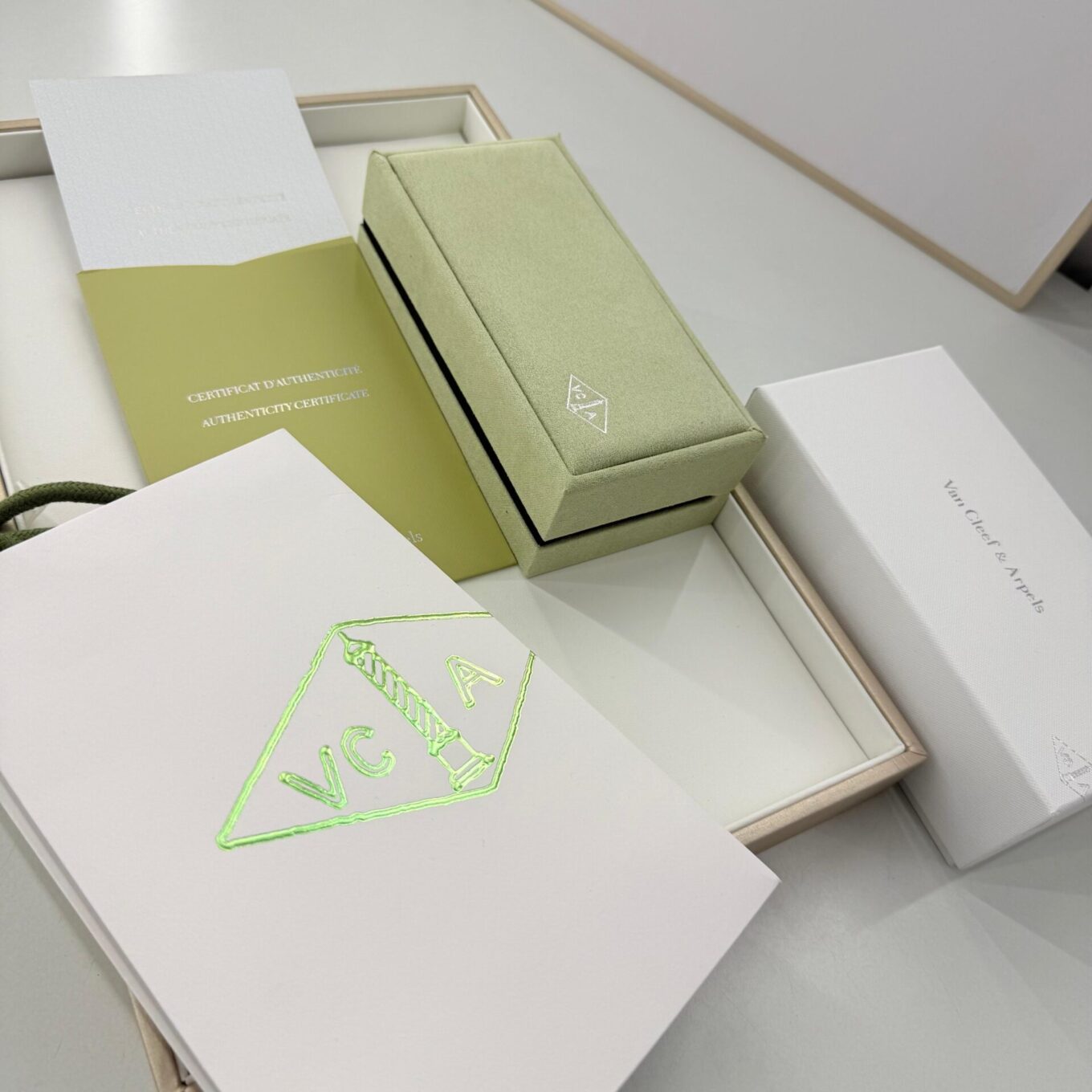 Van Cleef Alhambra Red & White Stone Gold Color Bracelet