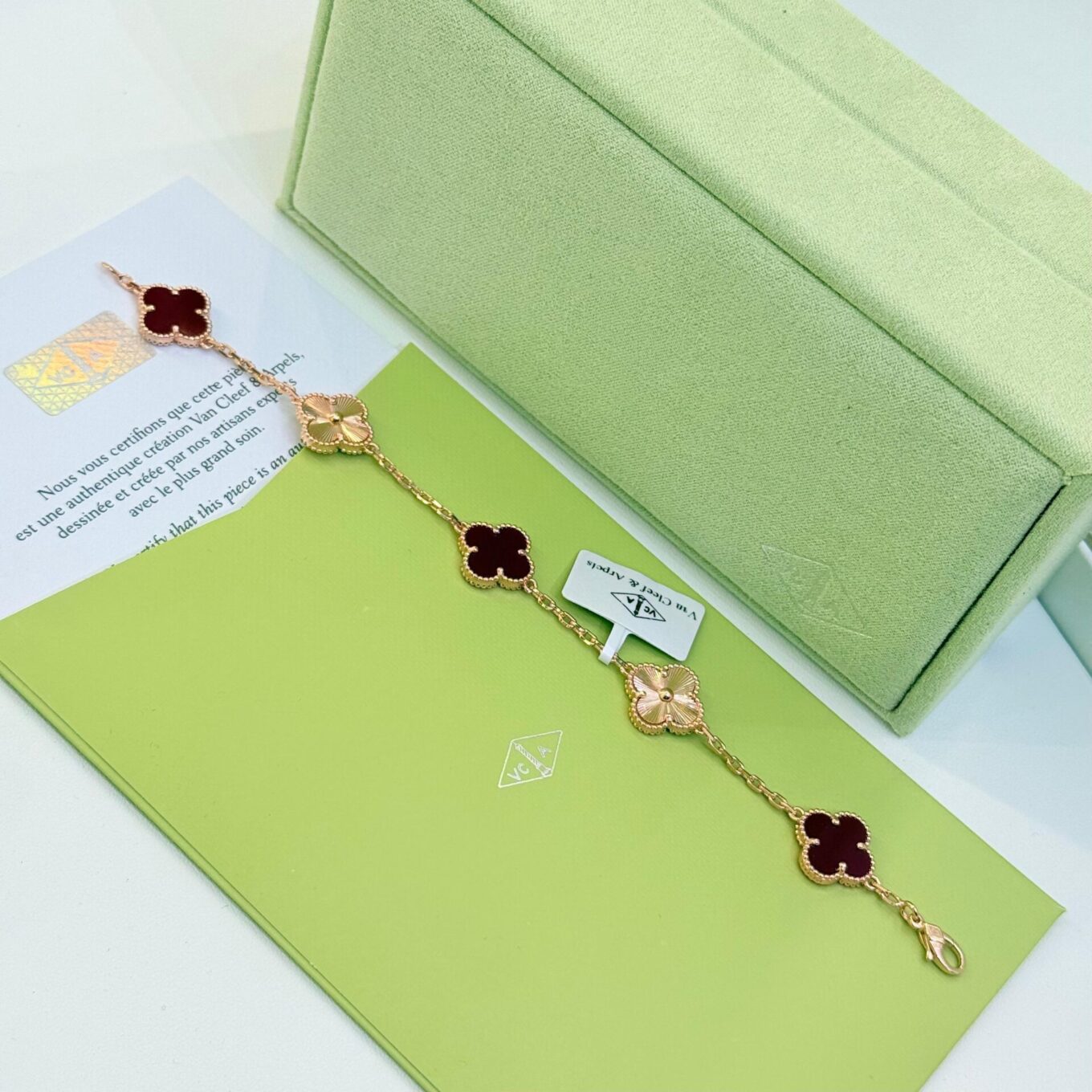 WhatsApp Image 2025-09-05 at 4.43.43 PM Van Cleef Alhambra Rose Gold & Red Clover Rose Gold Color Bracelet