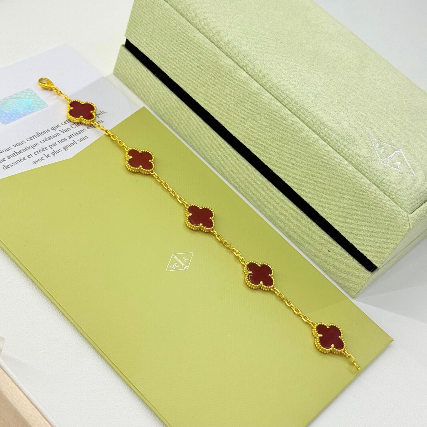 WhatsApp Image 2025-09-05 at 5.13.51 PM Van Cleef Alhambra Red Clover Gold Color Bracelet