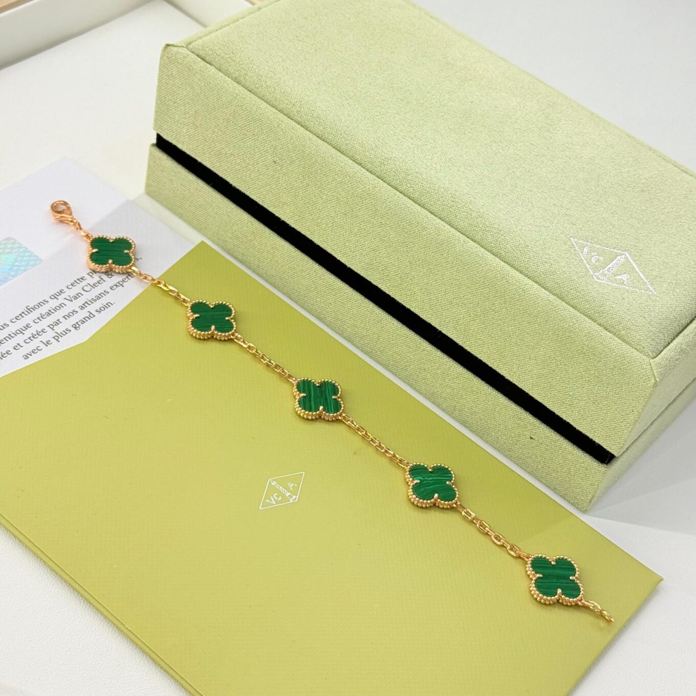 WhatsApp Image 2025-09-05 at 5.22.19 PM Van Cleef Alhambra Green Clover Rose Gold Color Bracelet