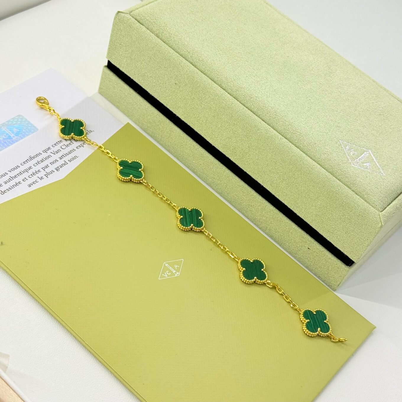 WhatsApp Image 2025-09-05 at 5.36.32 PM Van Cleef Alhambra Green Clover Gold Color Bracelet