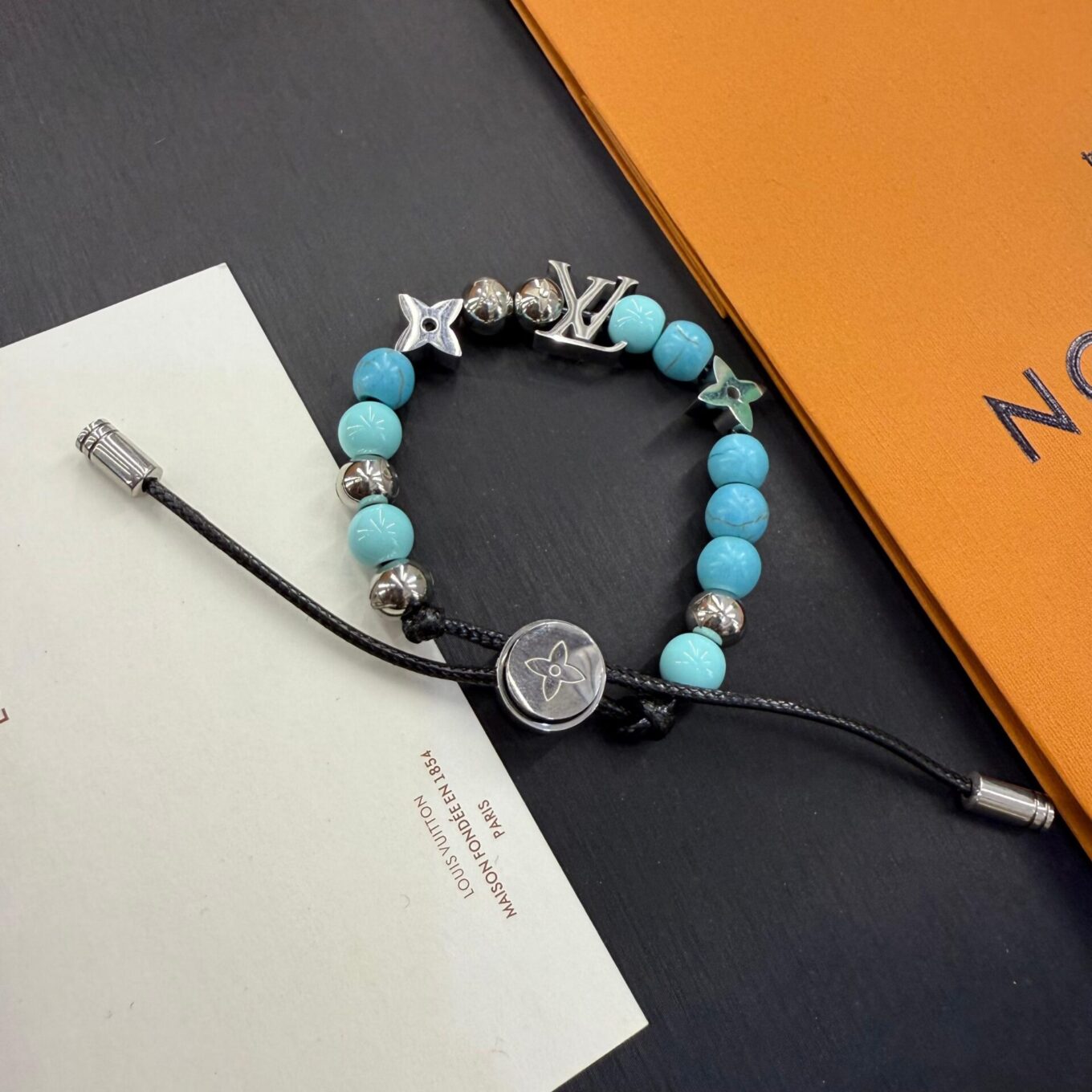 WhatsApp Image 2025-09-05 at 8.24.59 PM Louis Vuitton Blue Stone Adjustable String Bracelet