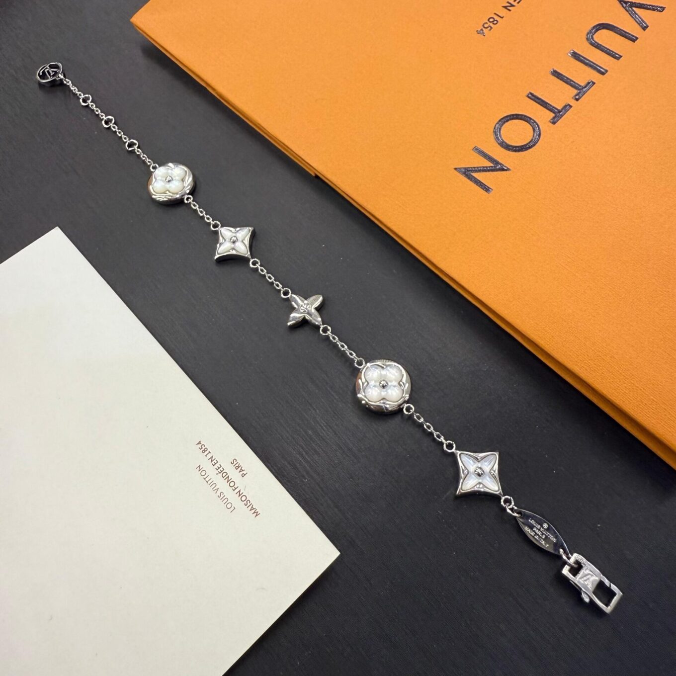 Louis Vuitton Iconic Flowragram Silver Color Bracelet