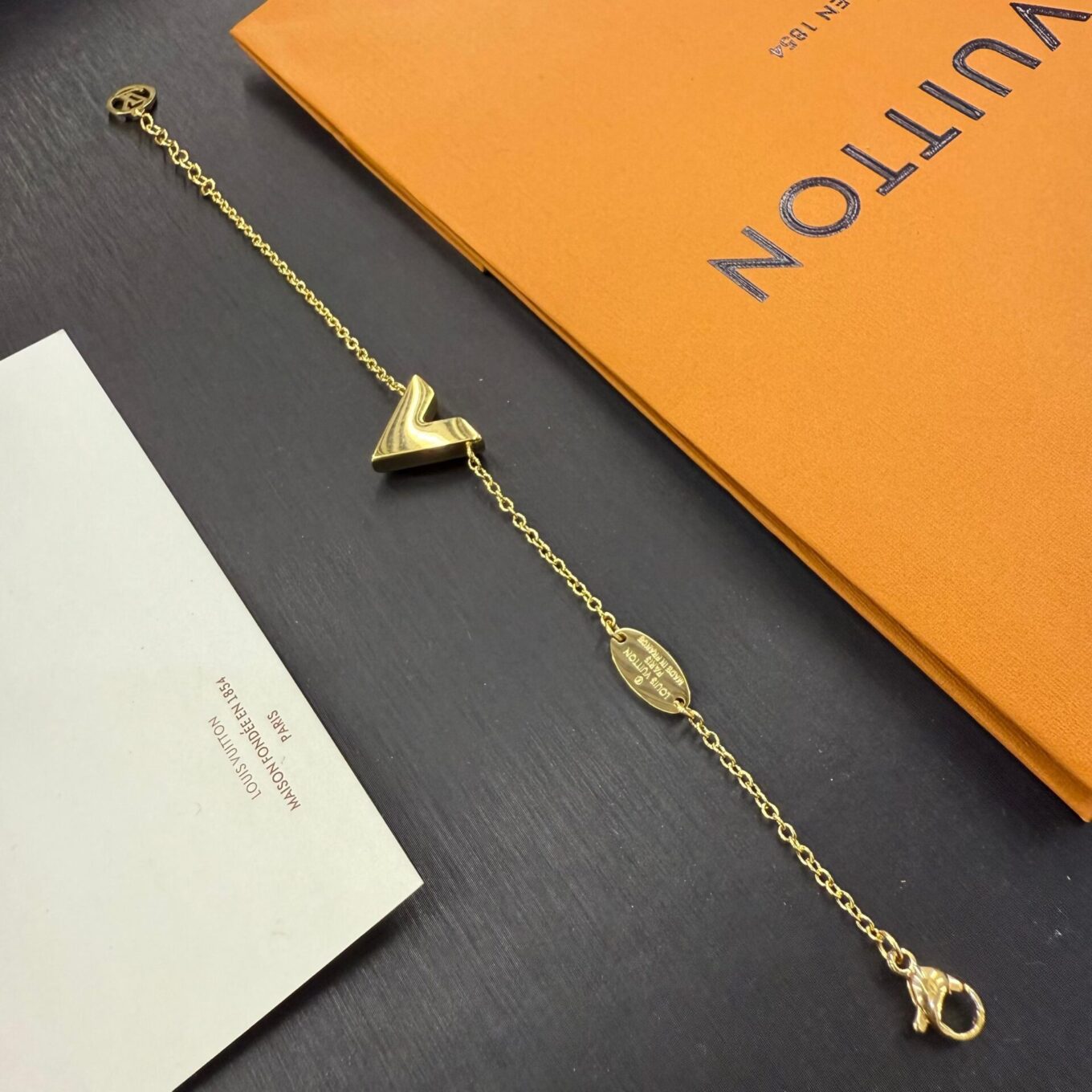 Louis Vuitton V Gold Color Bracelet