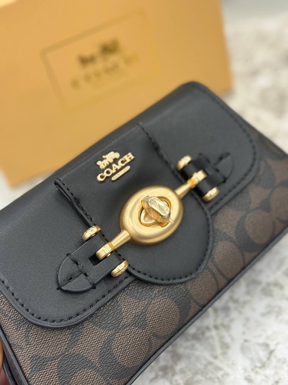 WhatsApp Image 2025-09-06 at 5.55.43 PM Coach Brie Black Coffee Sling Bag (With Box)