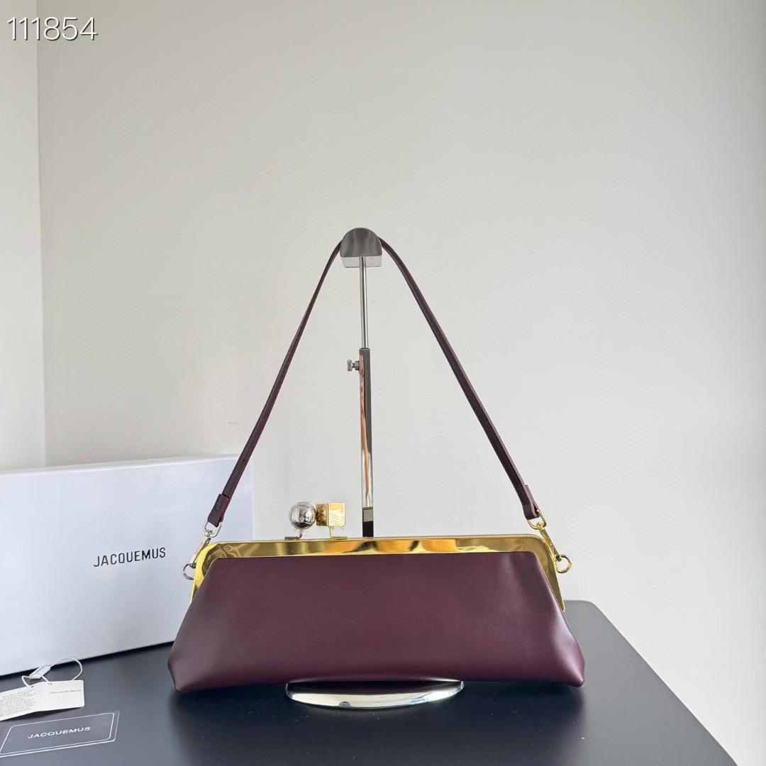 WhatsApp Image 2025-09-08 at 6.11.23 PM Jacquemus Salon Wine Clutch Bag (With Box)