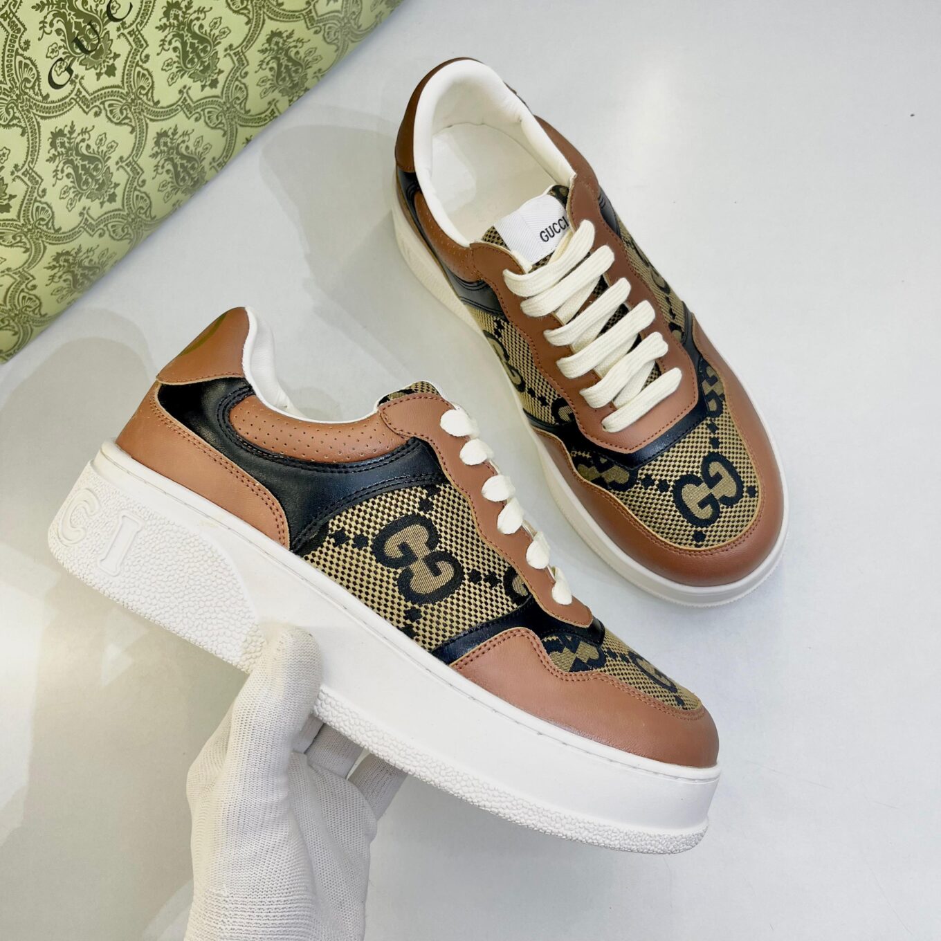 WhatsApp Image 2025-09-08 at 7.50.47 PM (1) Gucci GG Brown Trainer Sneaker