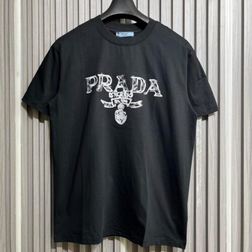 WhatsApp Image 2025-09-11 at 5.02.35 PM Prada Embroidered Logo Black Tshirt For Men