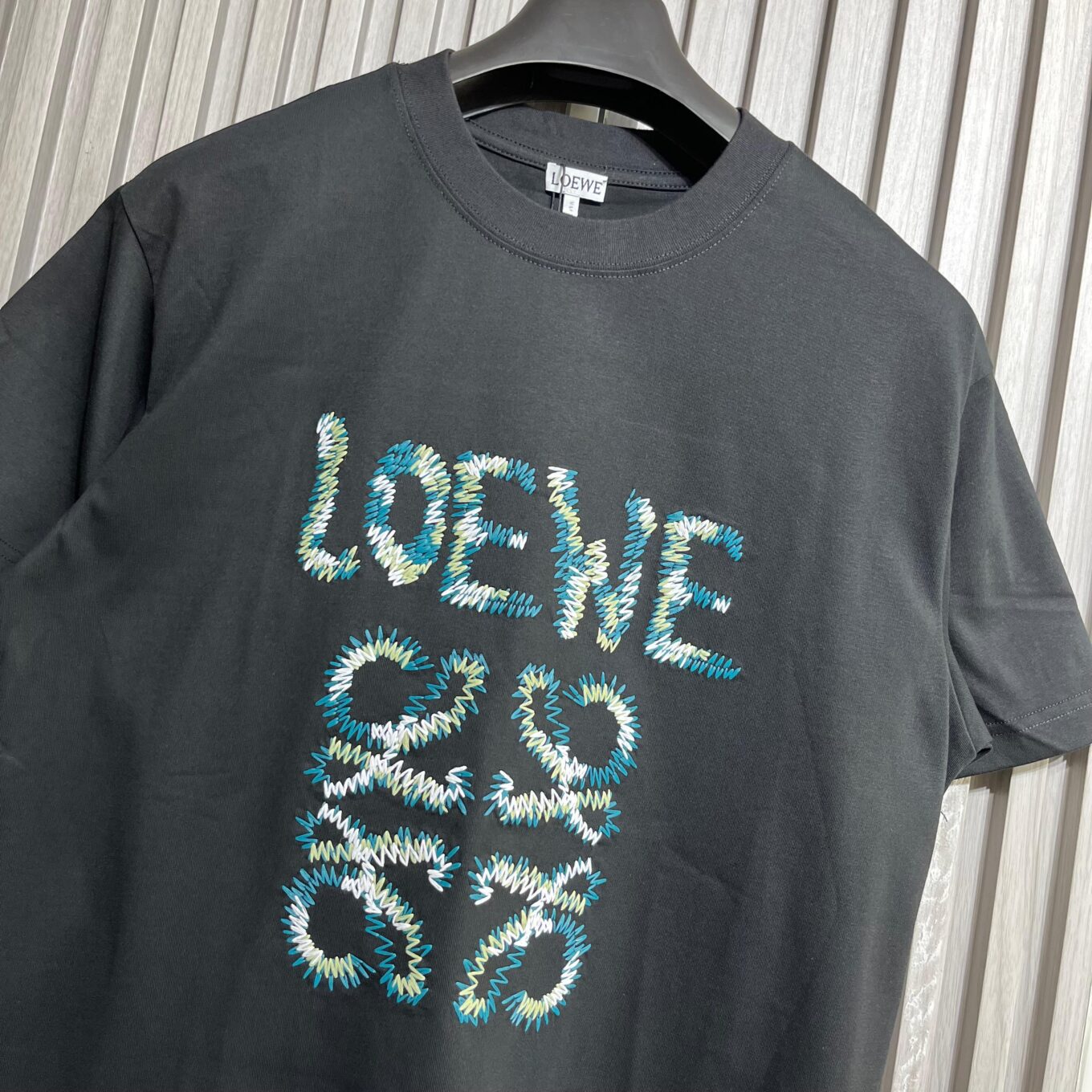 Loewe Embroidered Black Tshirt For Men