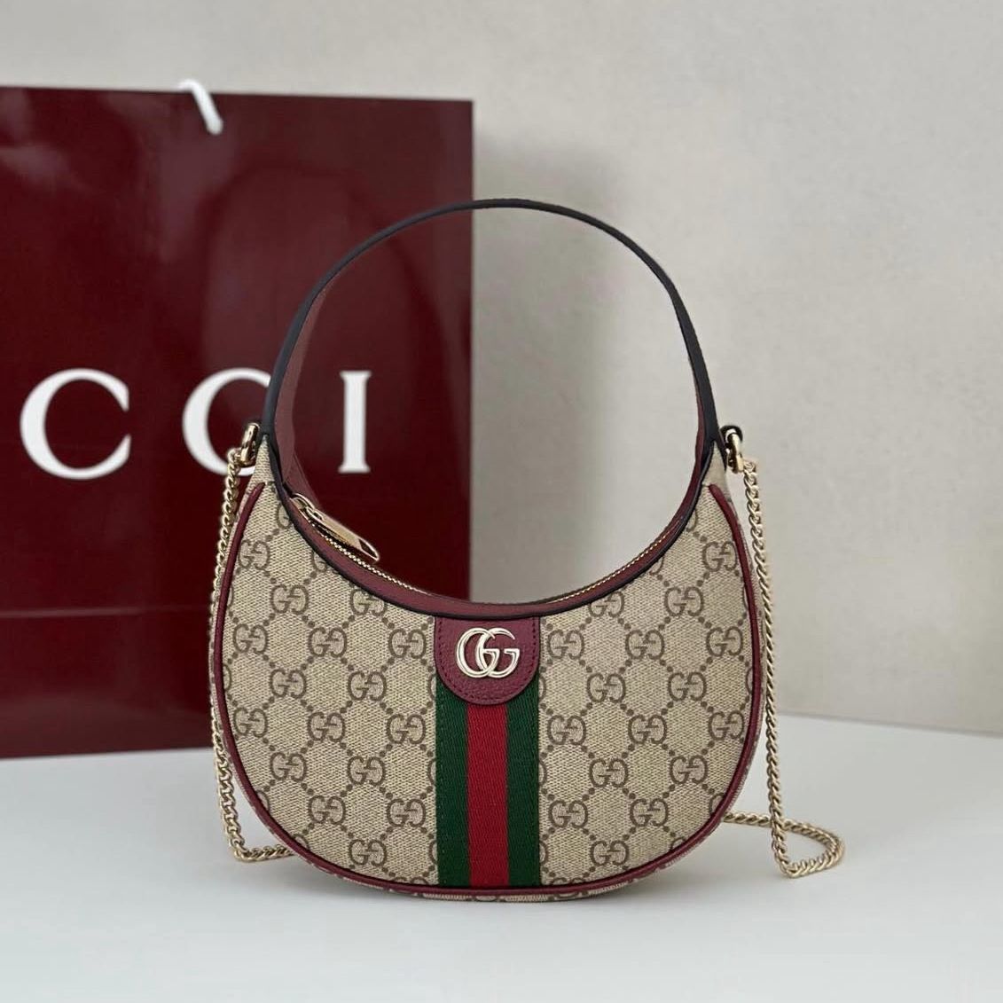 Gucci Ophidia Wine Small Shoulder Bag (With Box)