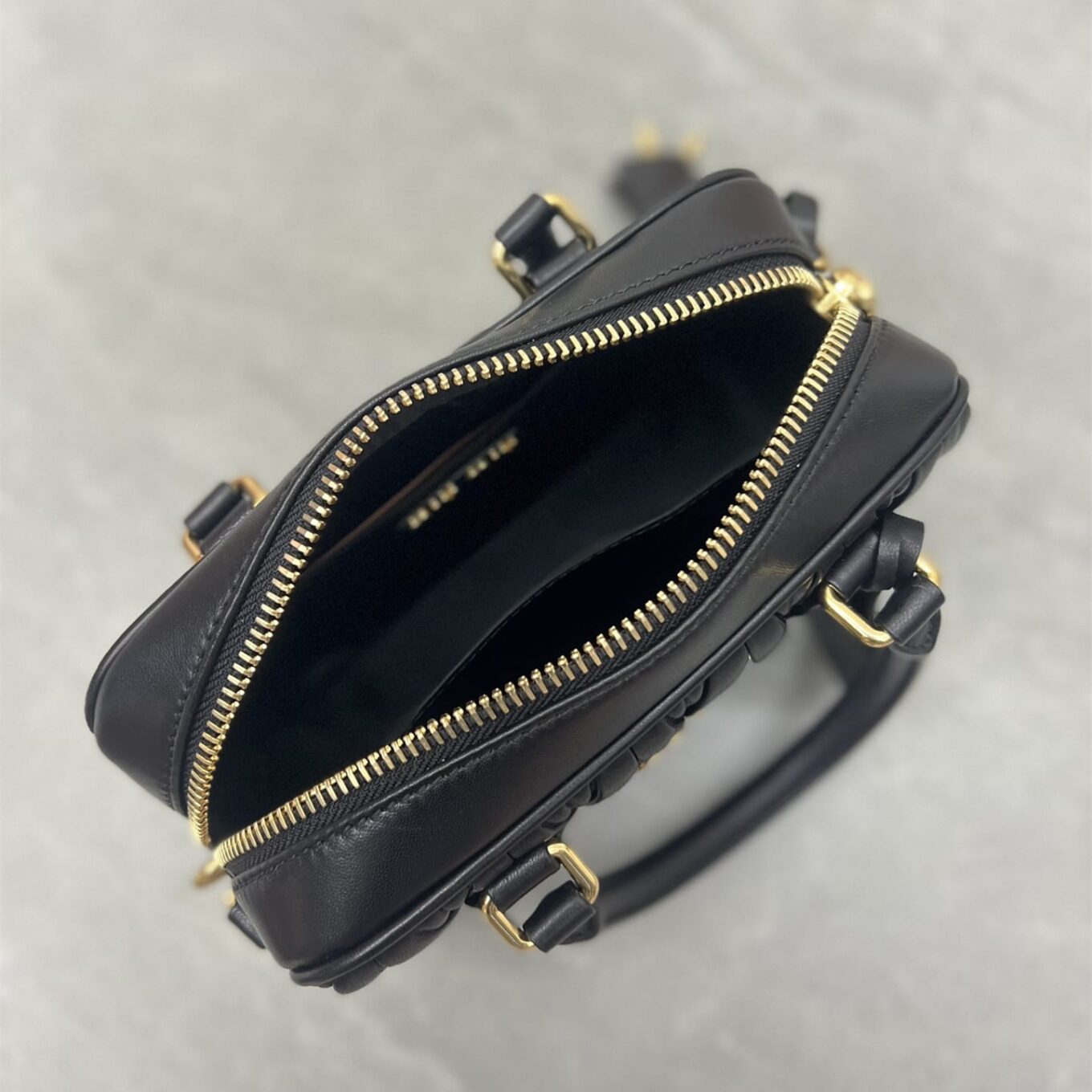 Miu Miu Arcadie Matlasse Nappa Black Bowling Bag (With Box)