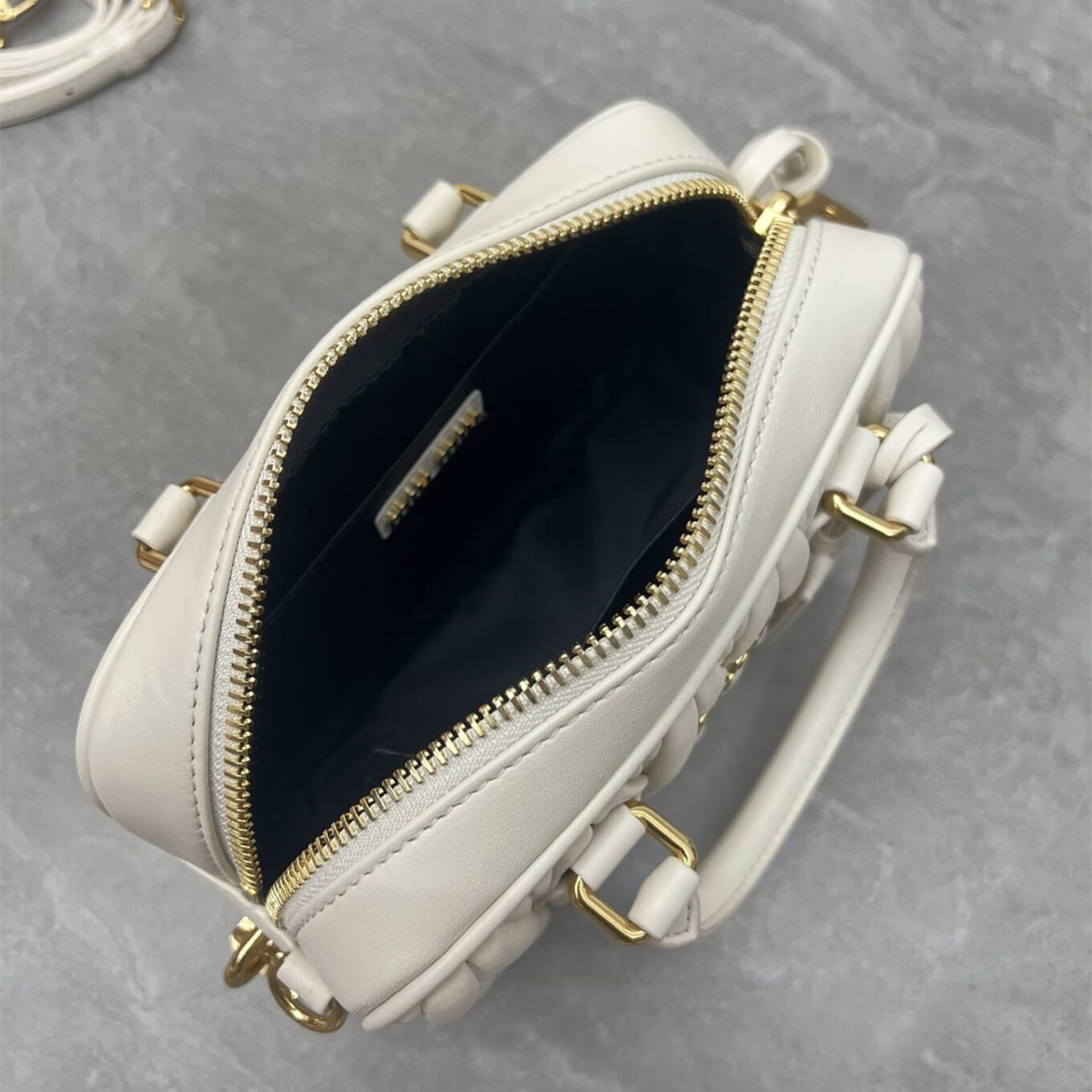 Miu Miu Arcadie Matlasse Nappa White  Bowling Bag (With Box)