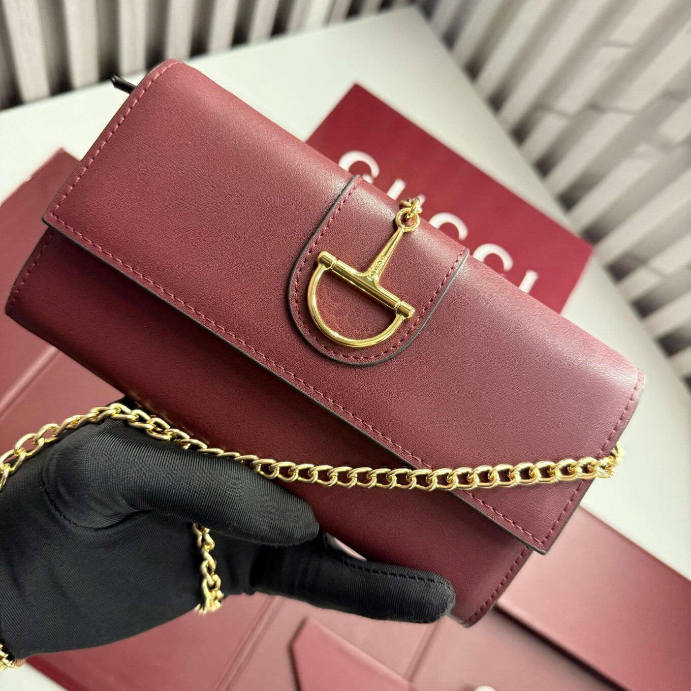 Gucci Softbit Premium Wine Colour Long Wallet