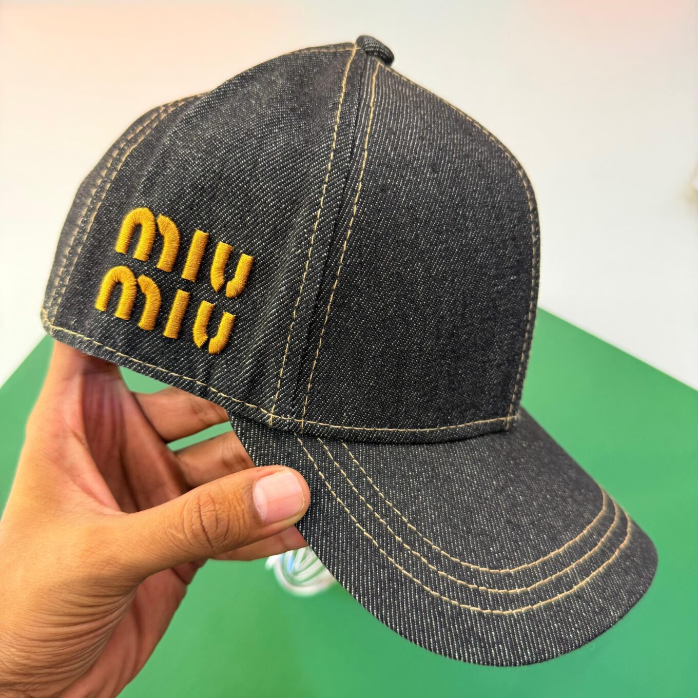 WhatsApp Image 2025-09-27 at 5.30.33 PM (1) Miu Miu Black Denim Baseball Cap