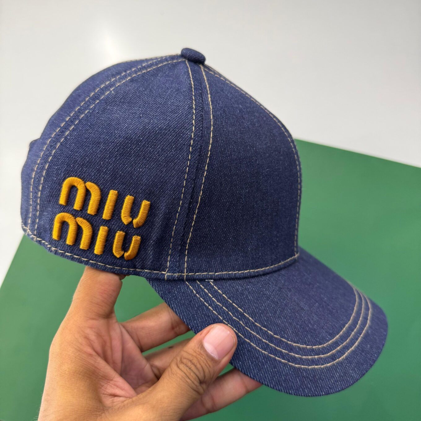 Miu Miu Blue Denim Baseball Cap