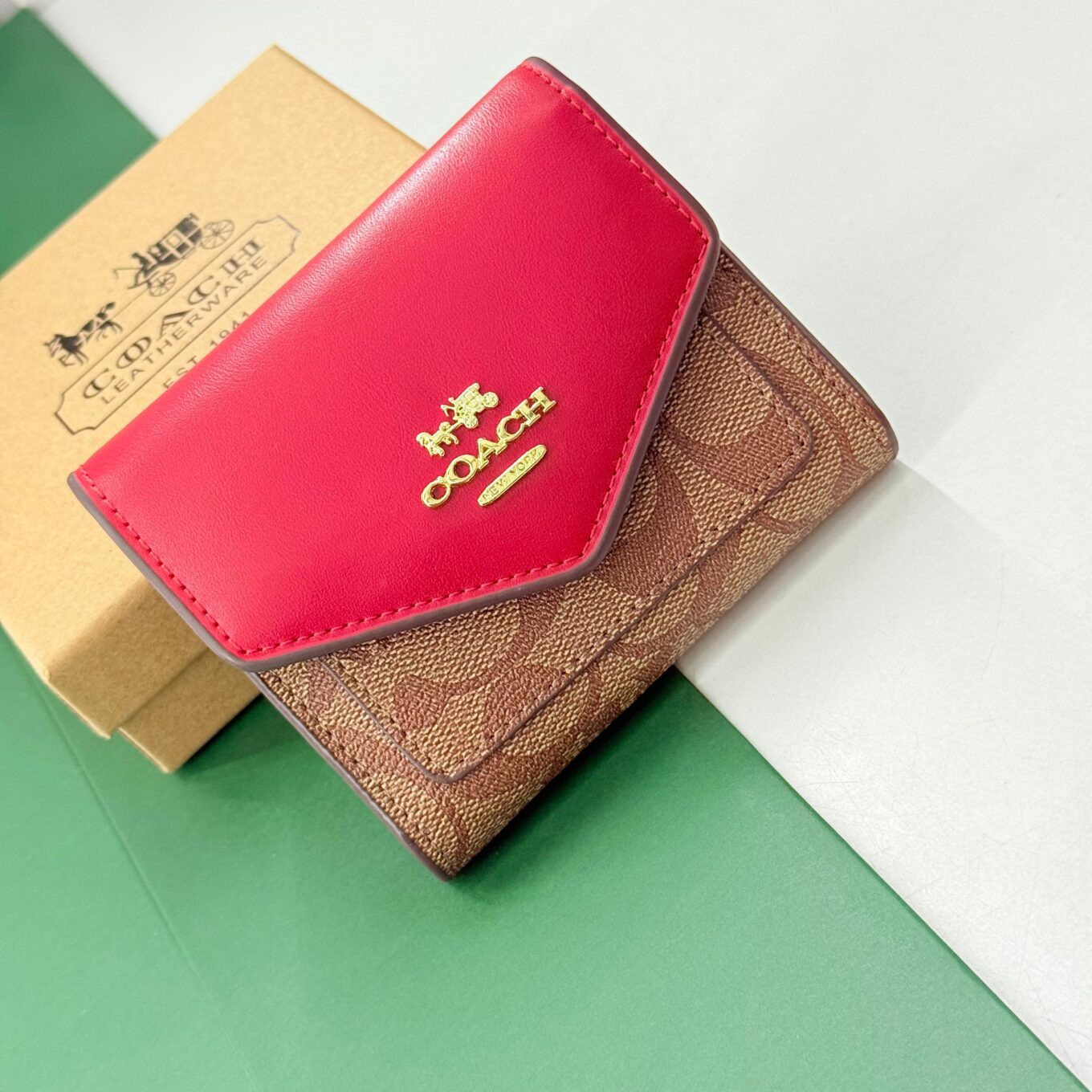 Coach 3 Fold Red Wallet