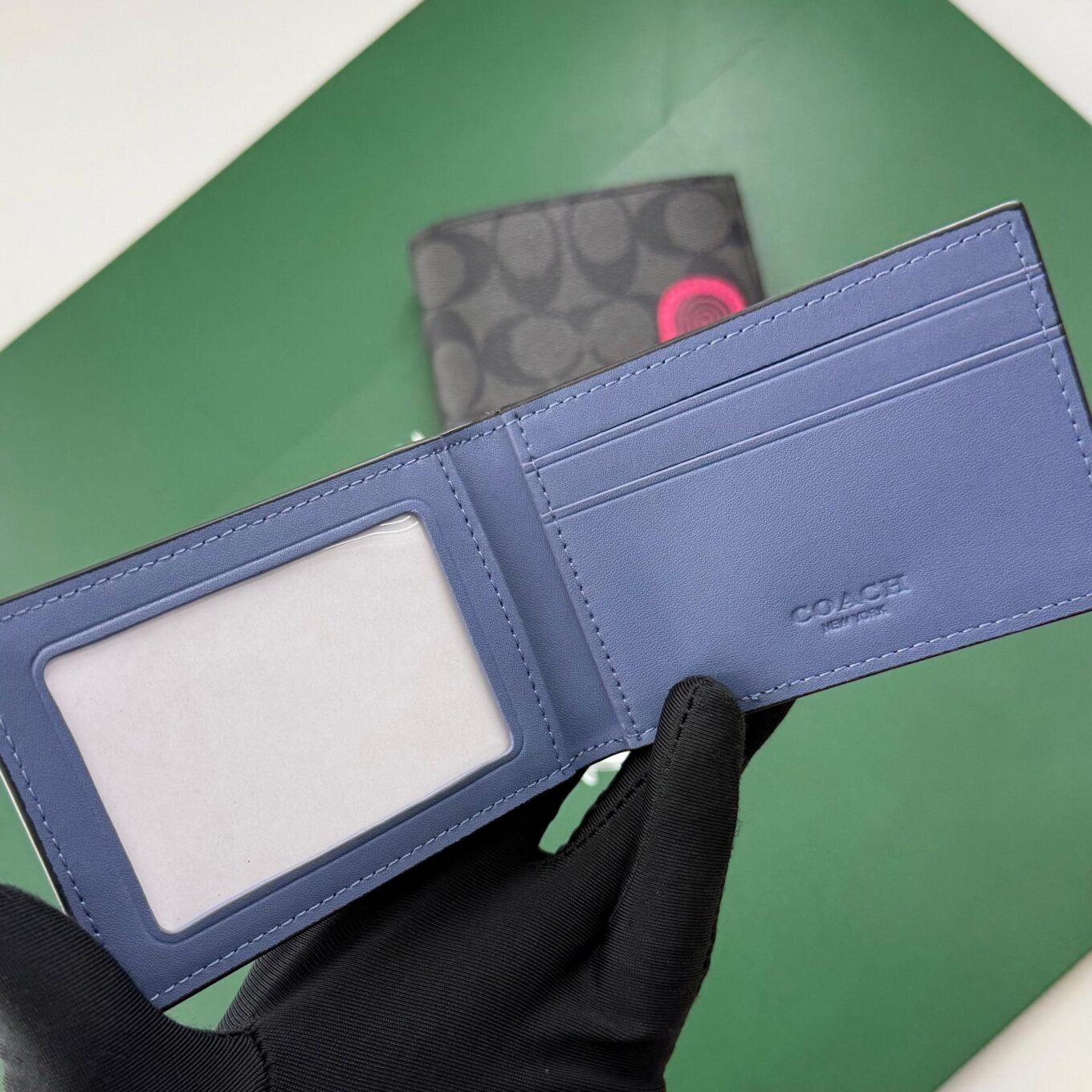 Coach Black Canvas Pink Patch Men’s Wallet With Card Holder