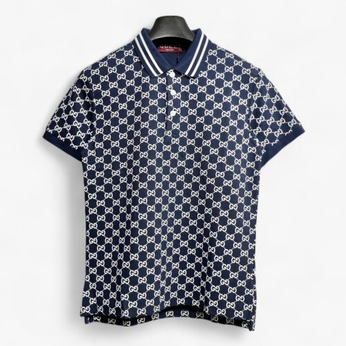 Gucci GG Monogram Blue Polo Tshirt