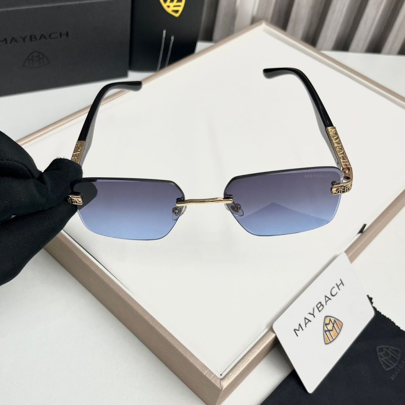 Maybach Square Aviator Gradient Blue Sunglasses