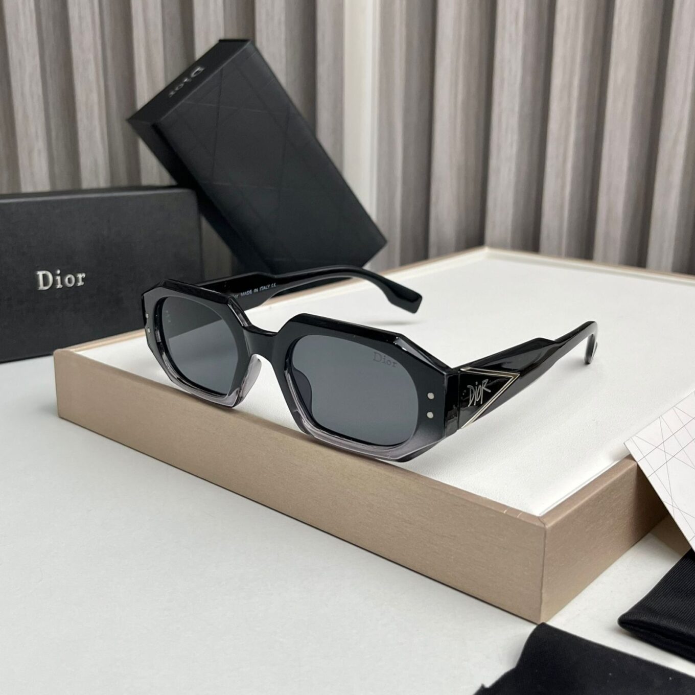 Dior Black &  Grey Rectangular Sunglass For Women