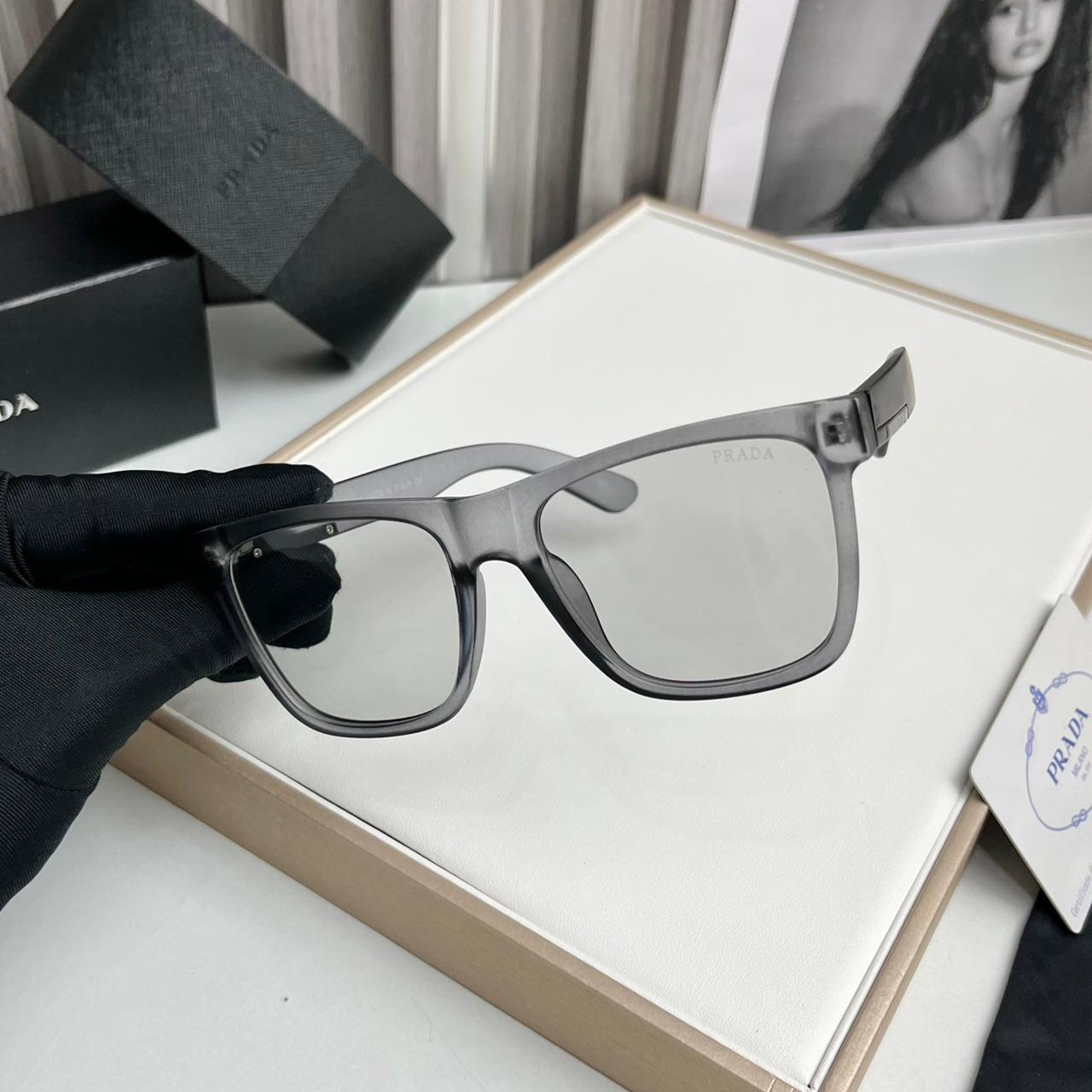 Prada Square Havana Grey Sunglass For Men