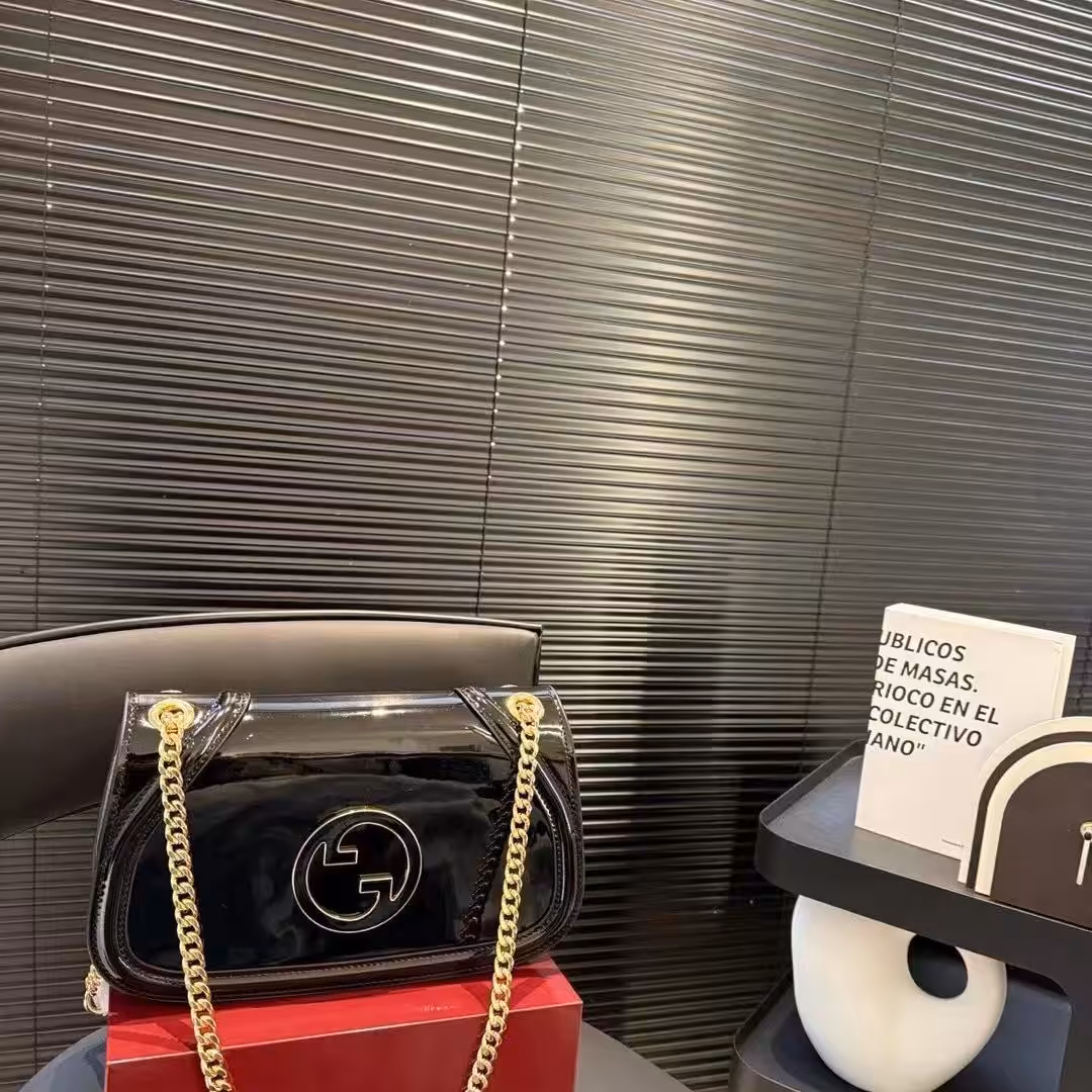 Gucci Blondie Glossy Black Shoulder Bag (With Box)