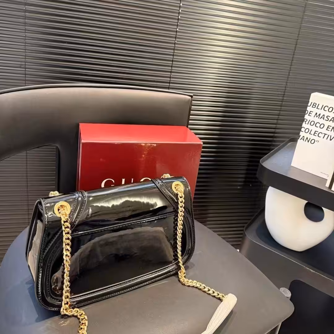 Gucci Blondie Glossy Black Shoulder Bag (With Box)