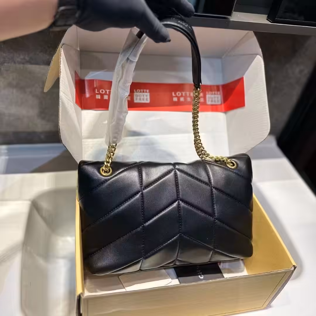 Ysl Loulou Puffer Black Premium Shoulder Bag (With Double Box)
