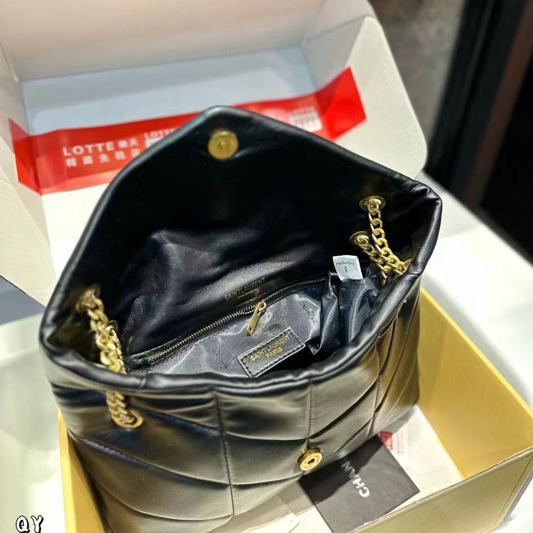 Ysl Loulou Puffer Black Premium Shoulder Bag (With Double Box)