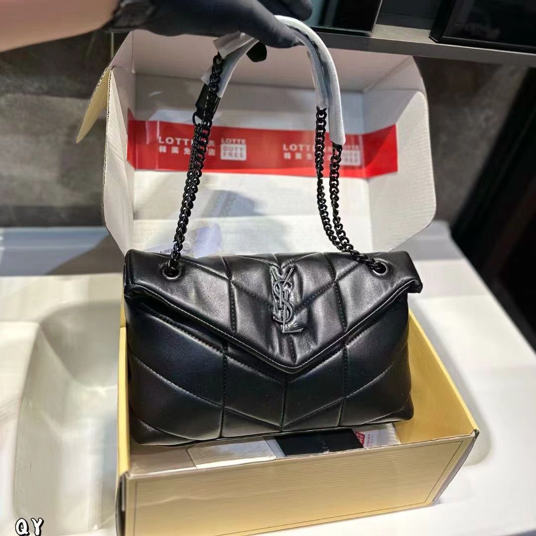 Ysl Loulou Puffer Full Black premium Shoulder Bag (With Double Box)