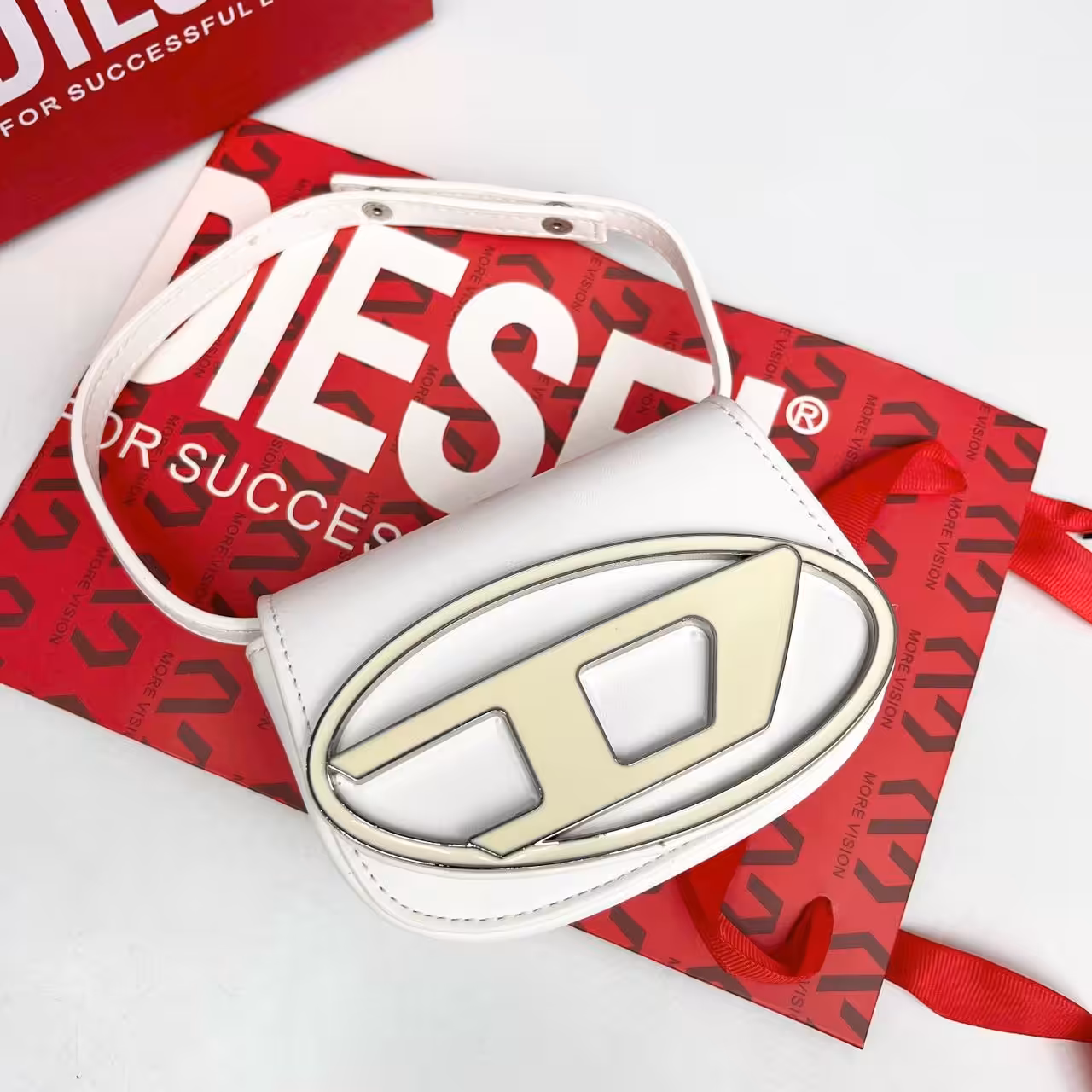 Diesel Responsible White Color Mini Shoulder Bag (With Box)