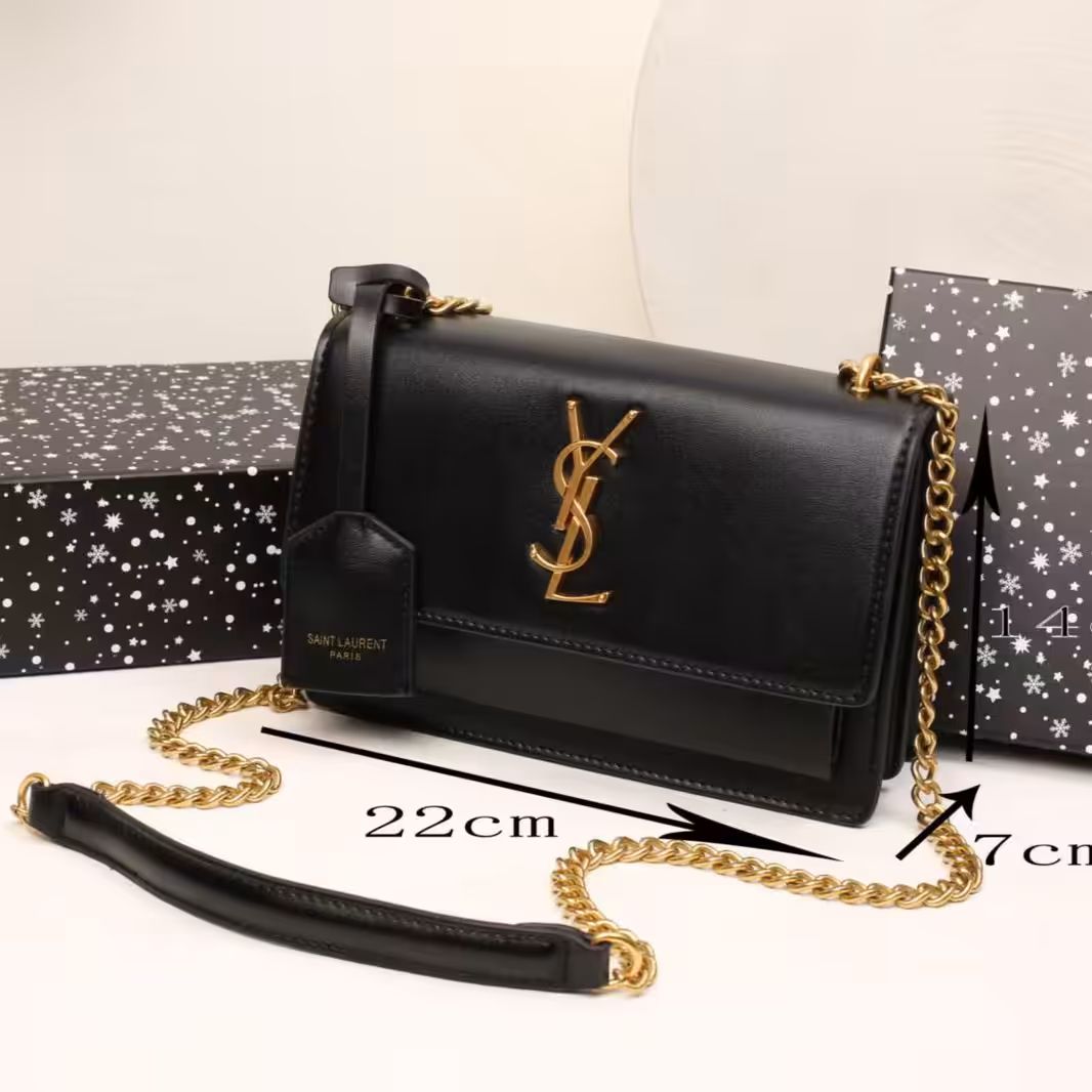 YSL Sunset Black Color Sling Bag (With Box)