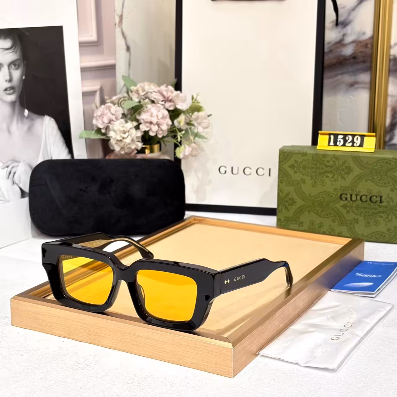 Gucci Wayfarer Yellow Glass Unisex Premium Sunglass