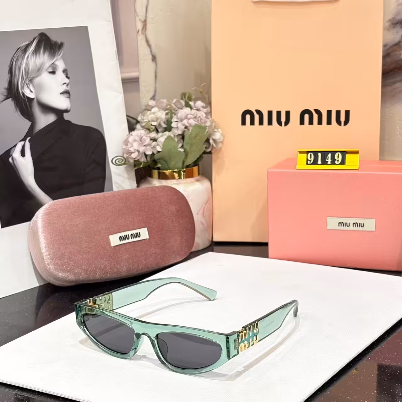 Miu Miu Cat eye Green Black Sunglass For Women