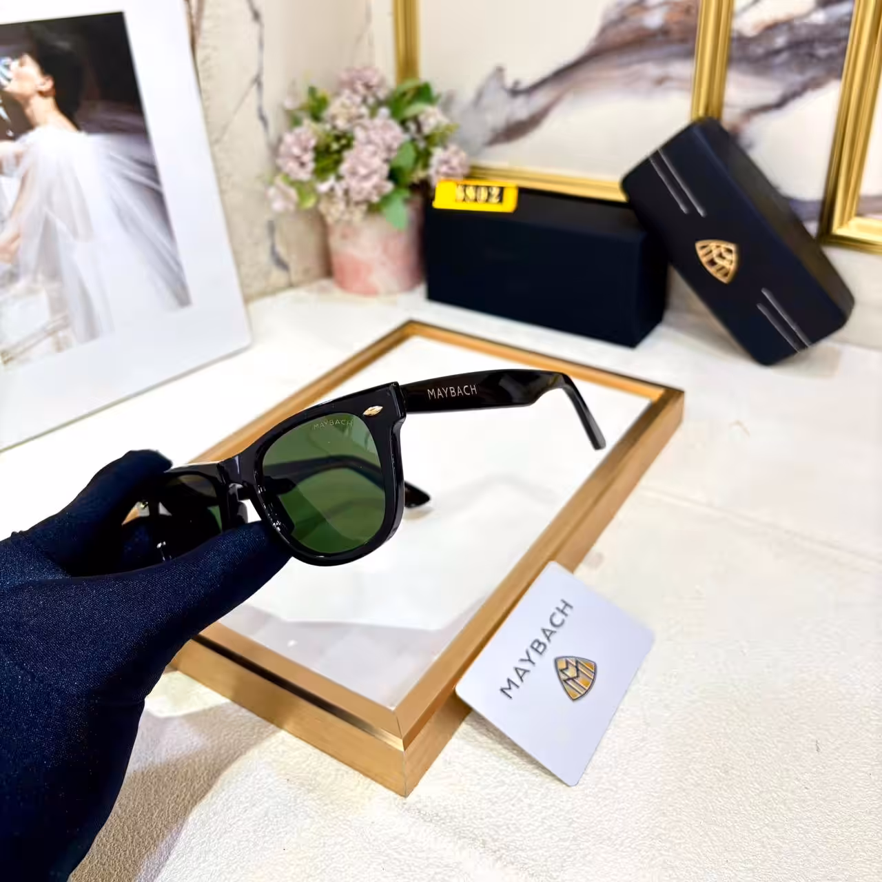 Maybach Wayfarer Black & Green Sunglasses