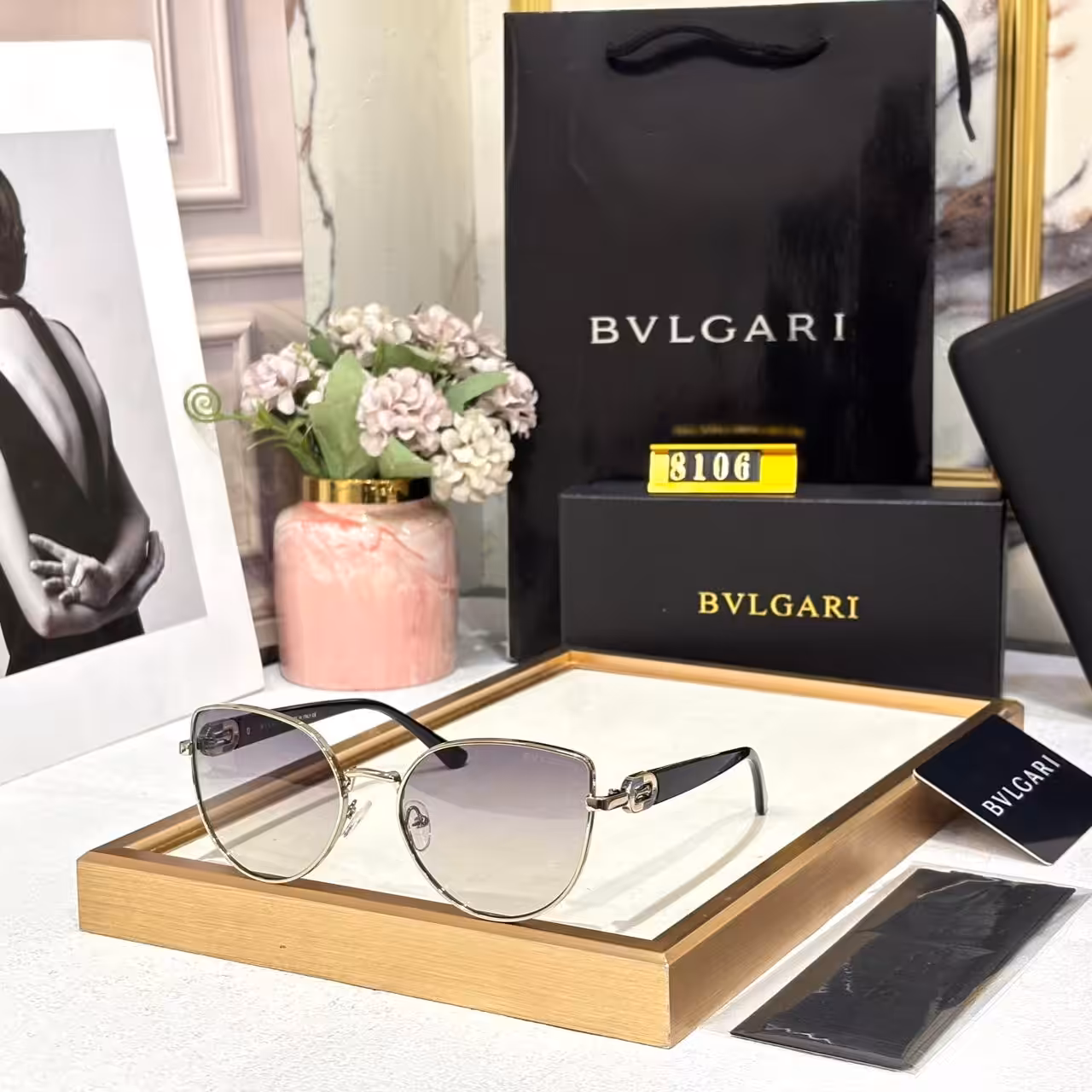 Bvlgari Cateye Gray Tine Women’s Sunglass