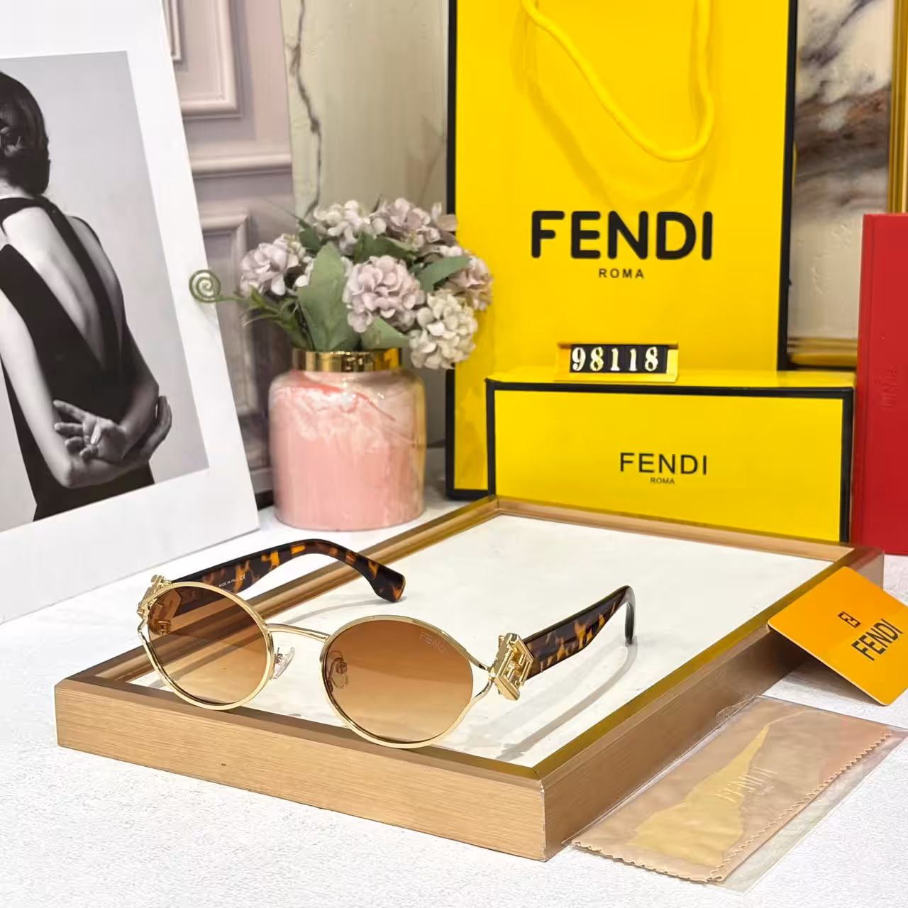 Fendi Oval Brown Tint Unisex Sunglass