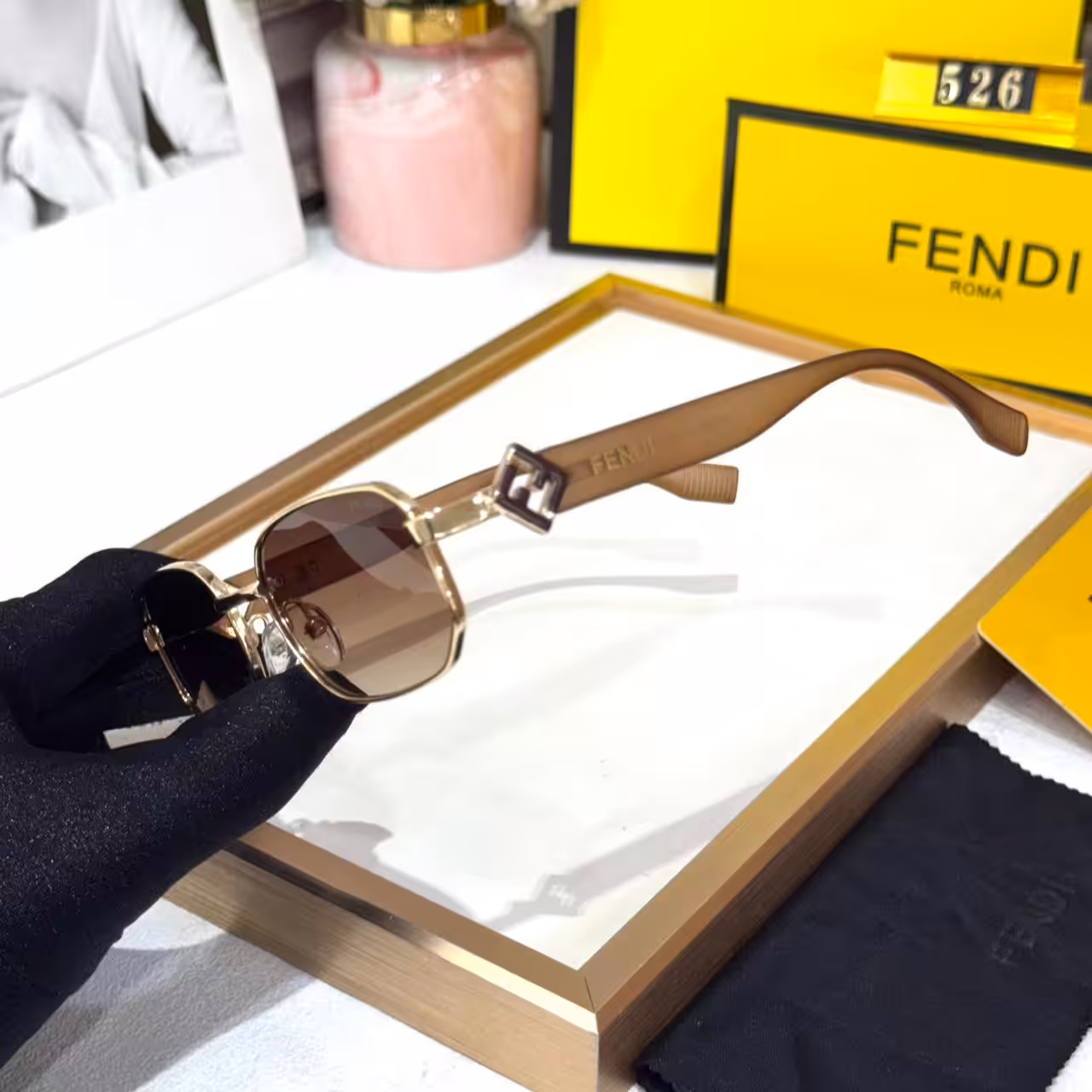 Fendi FF Rectangular Brown Tint Men’s Sunglass
