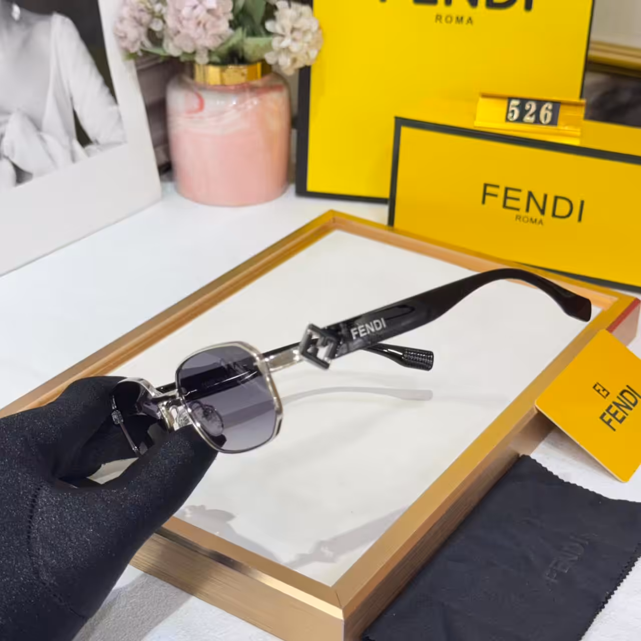 Fendi FF Rectangular Gray Tint Men’s Sunglass
